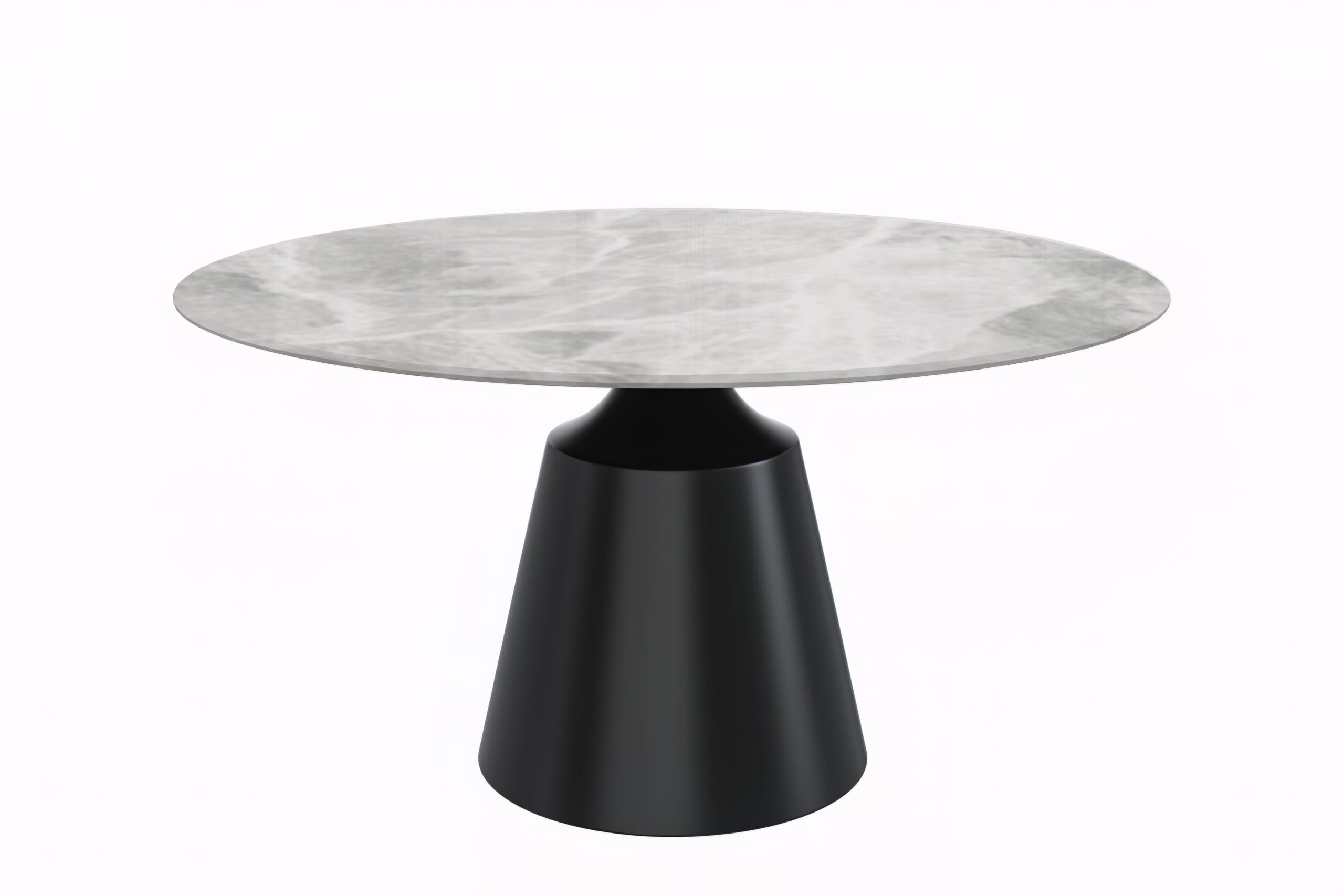 LeisureMod Prynn Modern 60" Round Dining Table with Glass Top and Black Pedestal Base