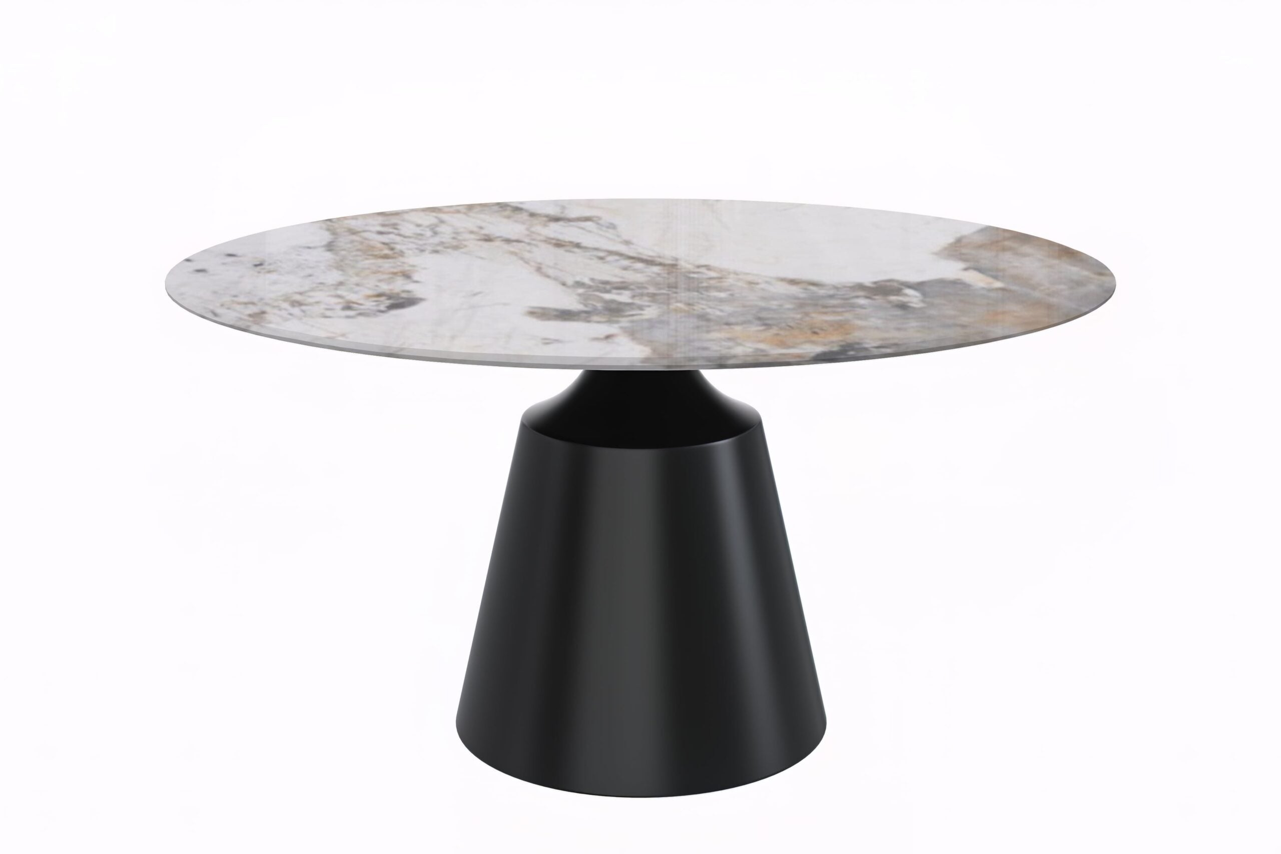 LeisureMod Prynn Modern 60" Round Dining Table with Glass Top and Black Pedestal Base