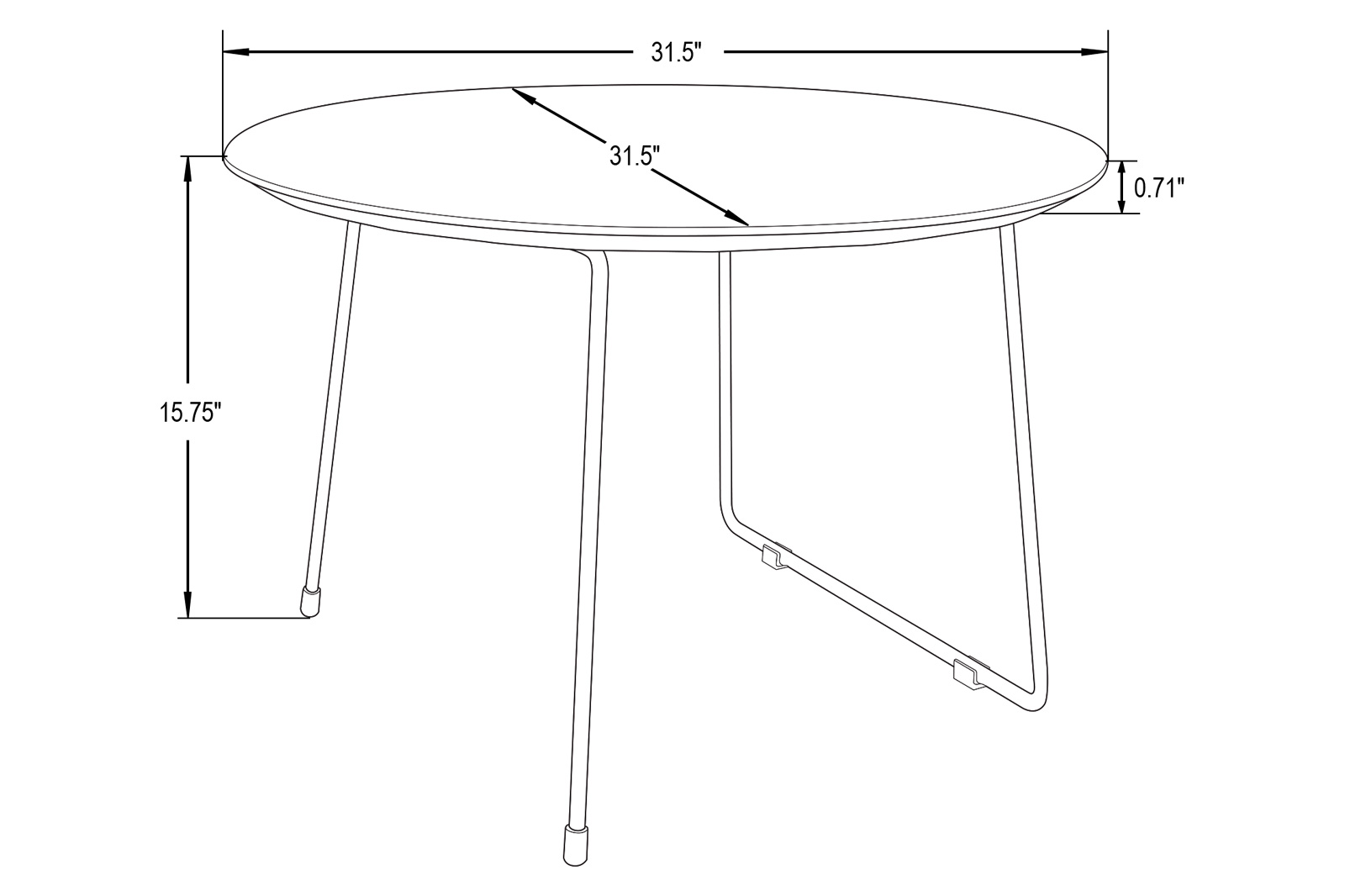 LeisureMod - Pemborke Mid Century Modern Round Coffee Table