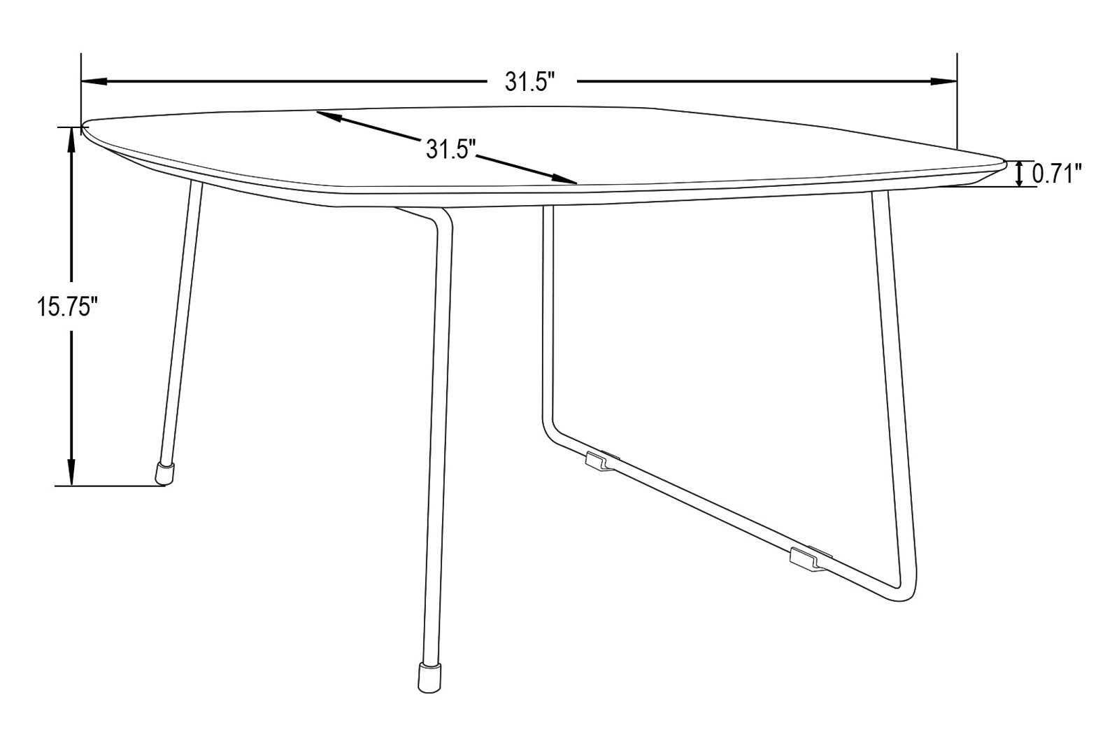 LeisureMod - Pemborke Mid Century Modern Square Coffee Table