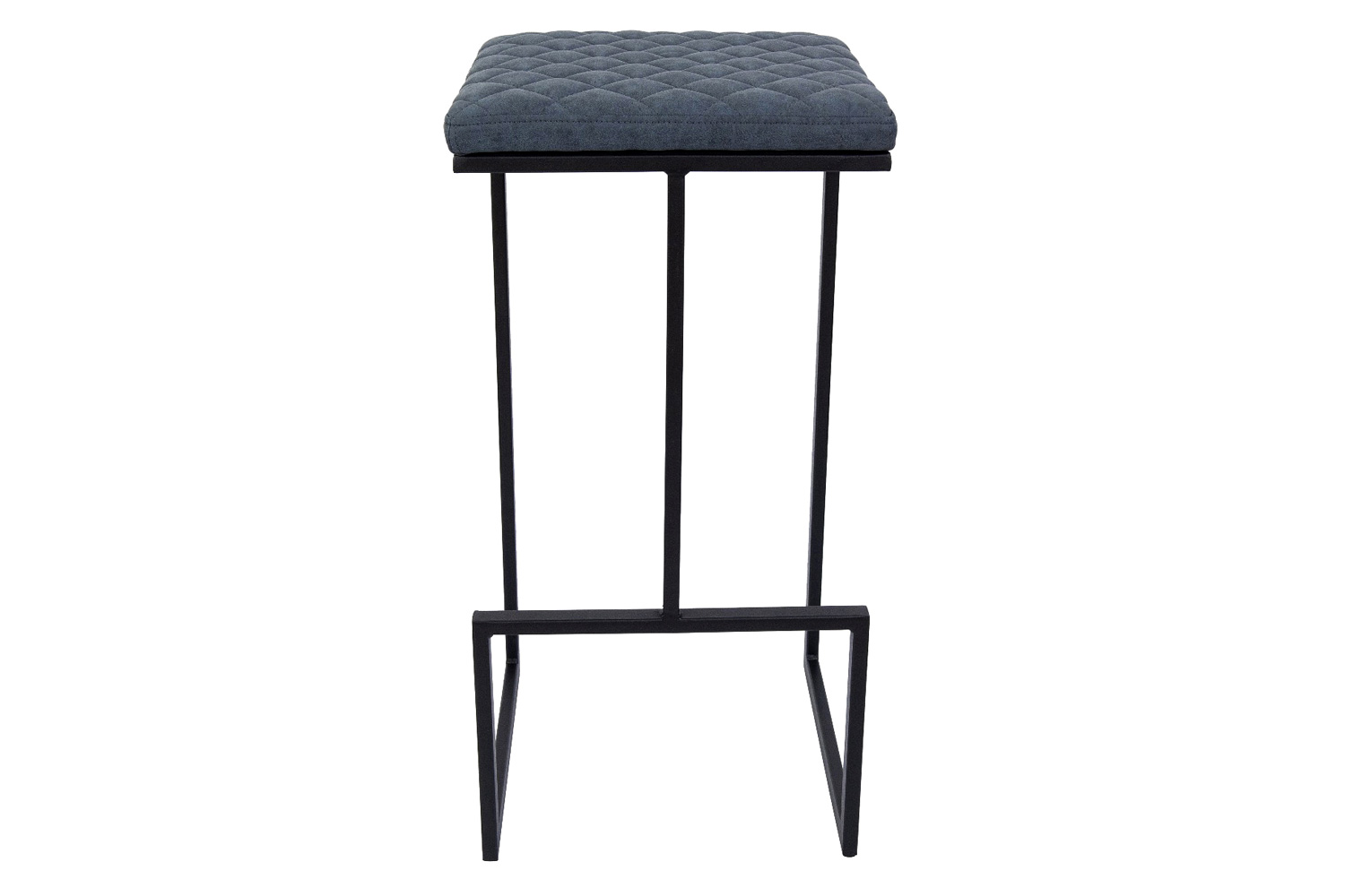 LeisureMod™ Quincy Quilted Stitched Leather Bar Stools with Black Metal Frame - Peacock/Blue