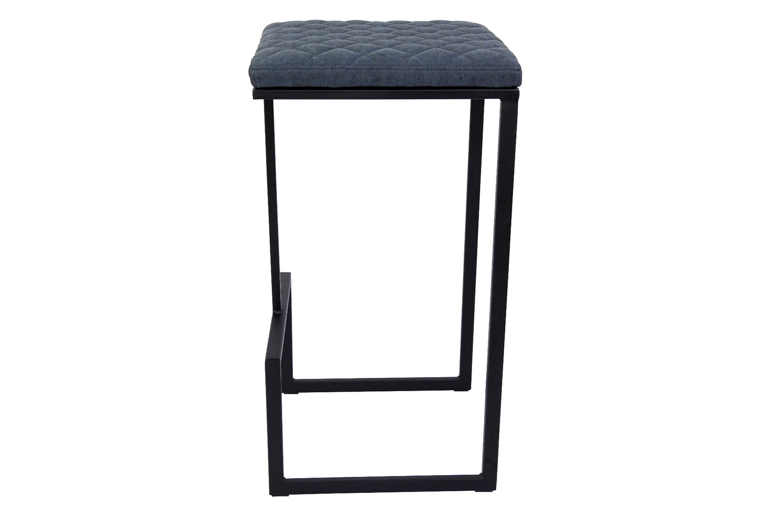 LeisureMod™ Quincy Quilted Stitched Leather Bar Stools with Black Metal Frame - Peacock/Blue