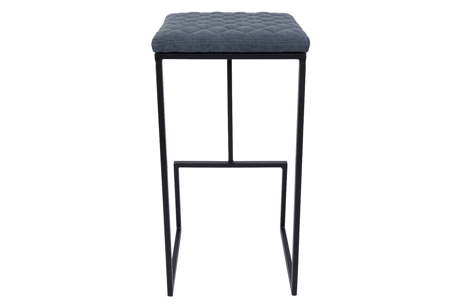 LeisureMod™ Quincy Quilted Stitched Leather Bar Stools with Black Metal Frame - Peacock/Blue