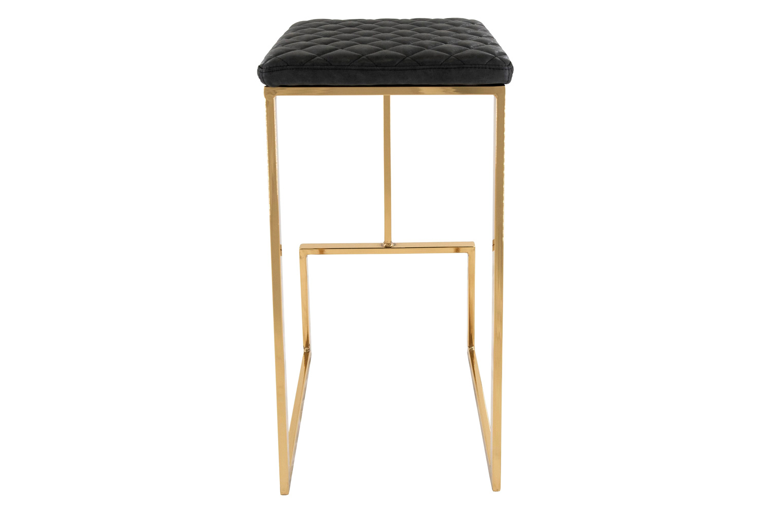 LeisureMod™ Quincy Quilted Stitched Leather Bar Stools with Gold Metal Frame - Charcoal/Black