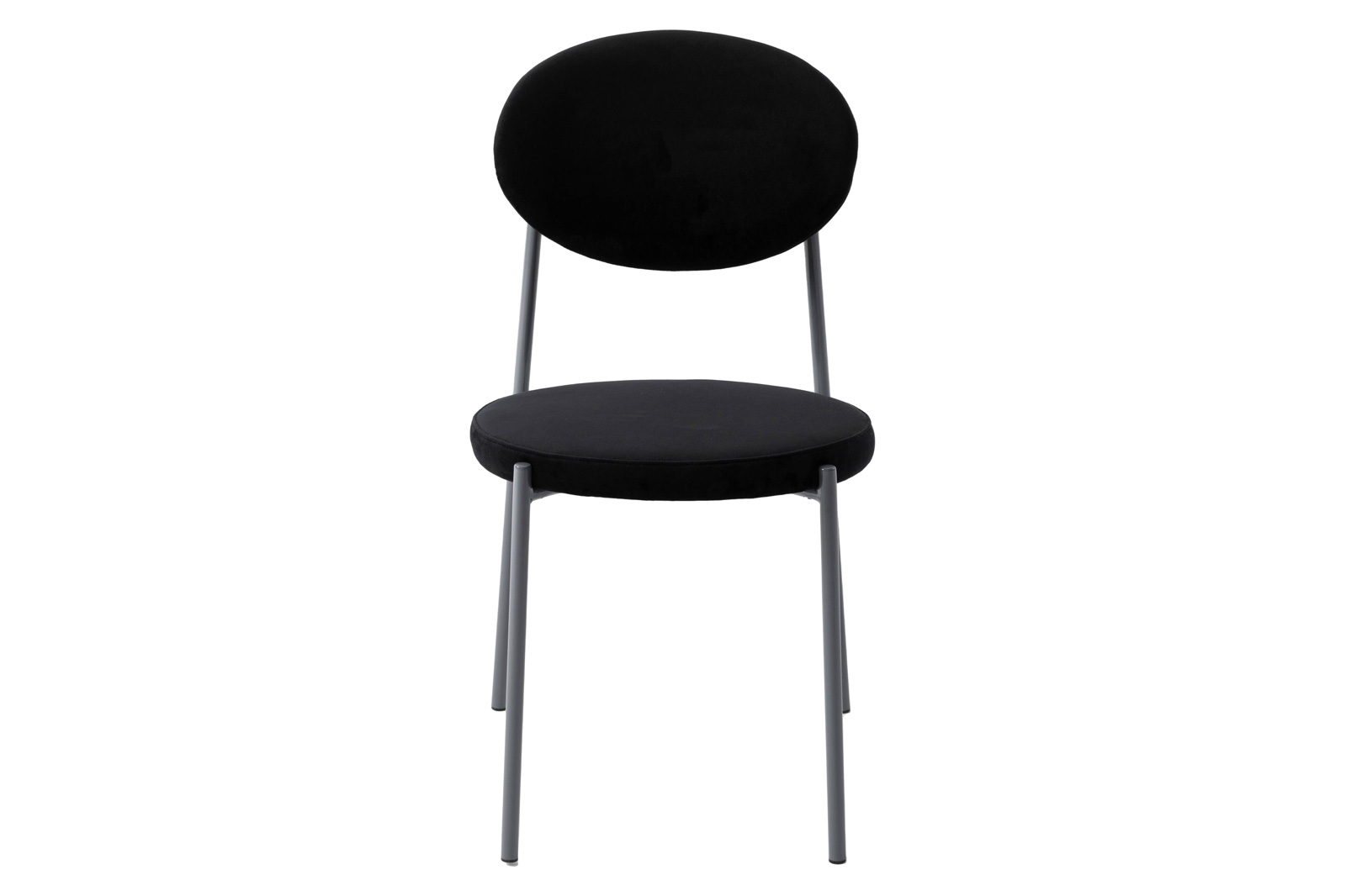 LeisureMod Euston Modern Velvet Dining Chair With Gray Steel Frame - Black