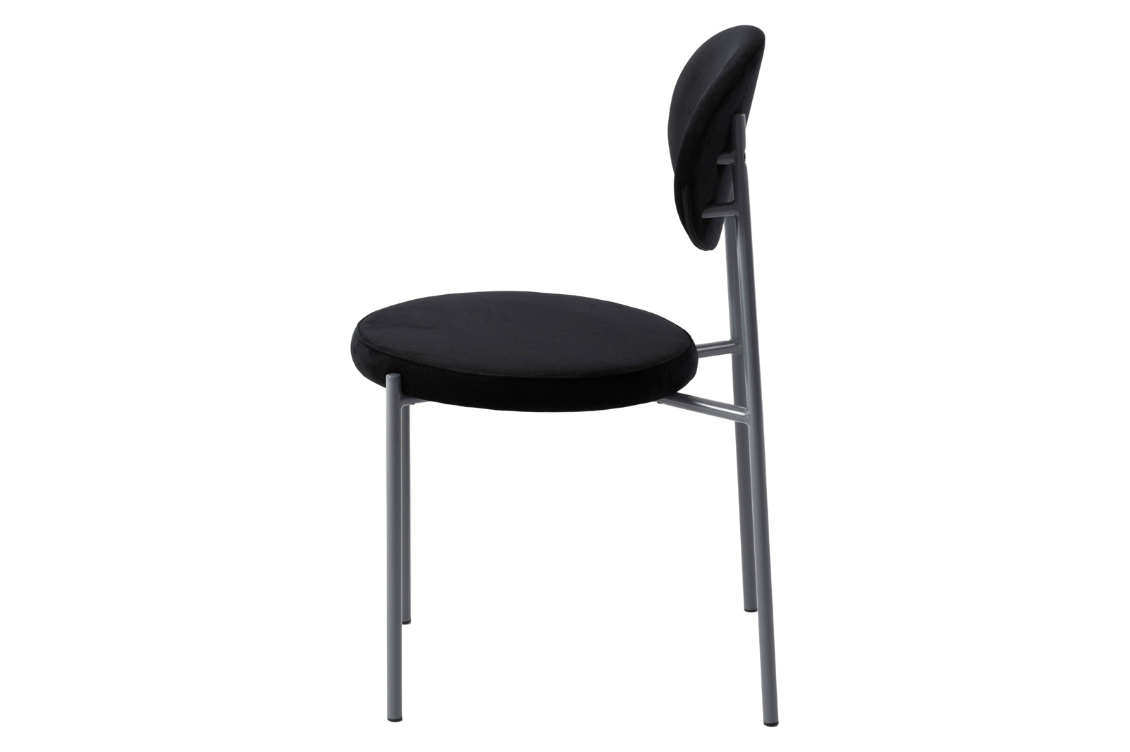 LeisureMod Euston Modern Velvet Dining Chair With Gray Steel Frame - Black