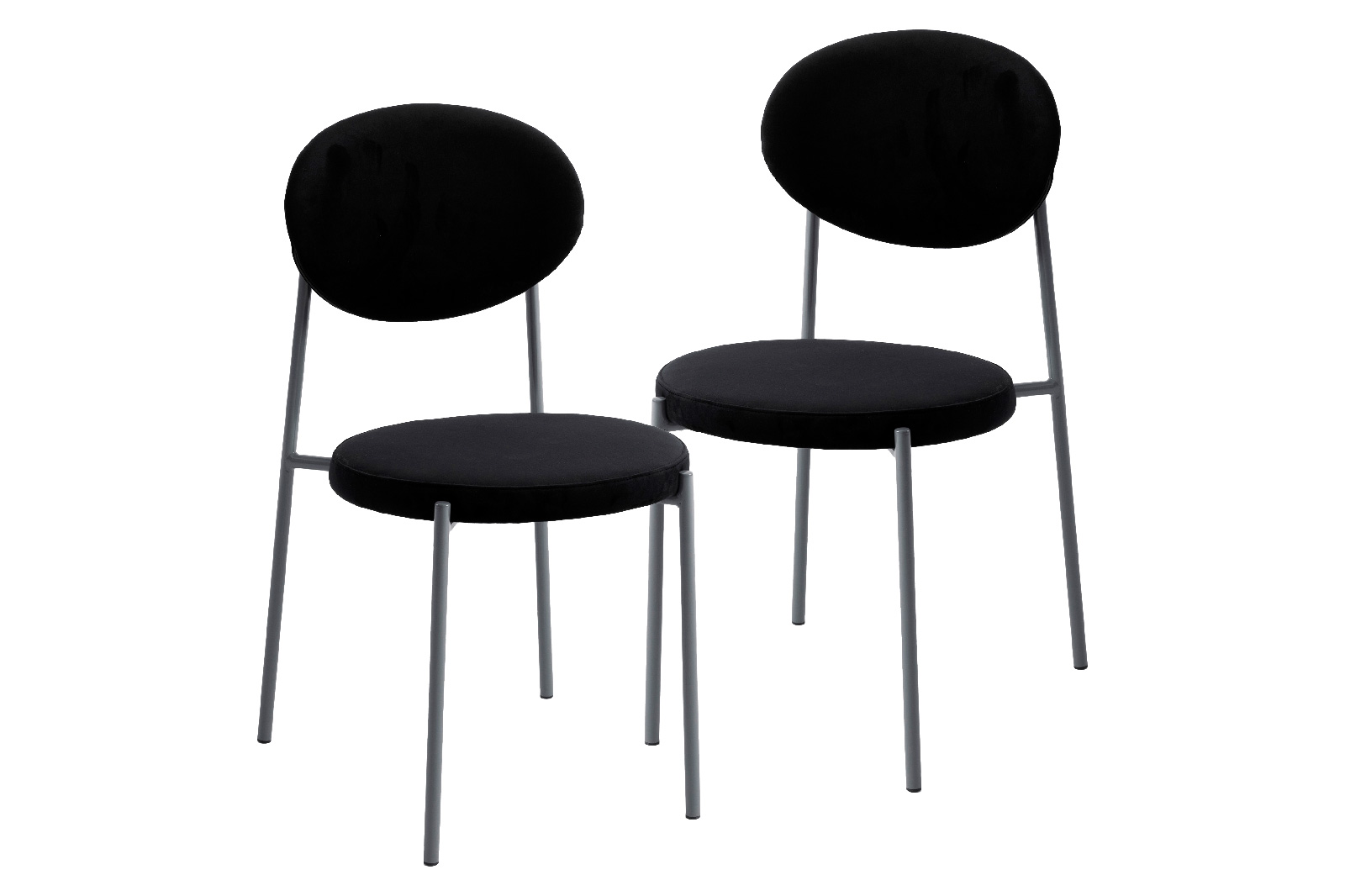 LeisureMod Euston Modern Velvet Dining Chair With Gray Steel Frame (Set Of 2)