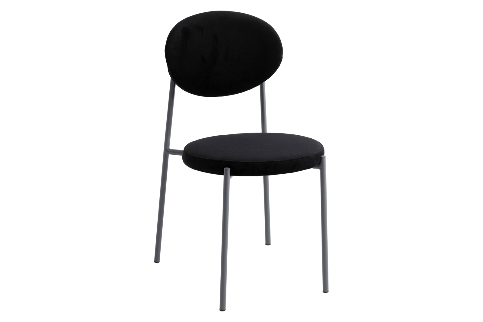 LeisureMod Euston Modern Velvet Dining Chair With Gray Steel Frame (Set Of 2) - Black