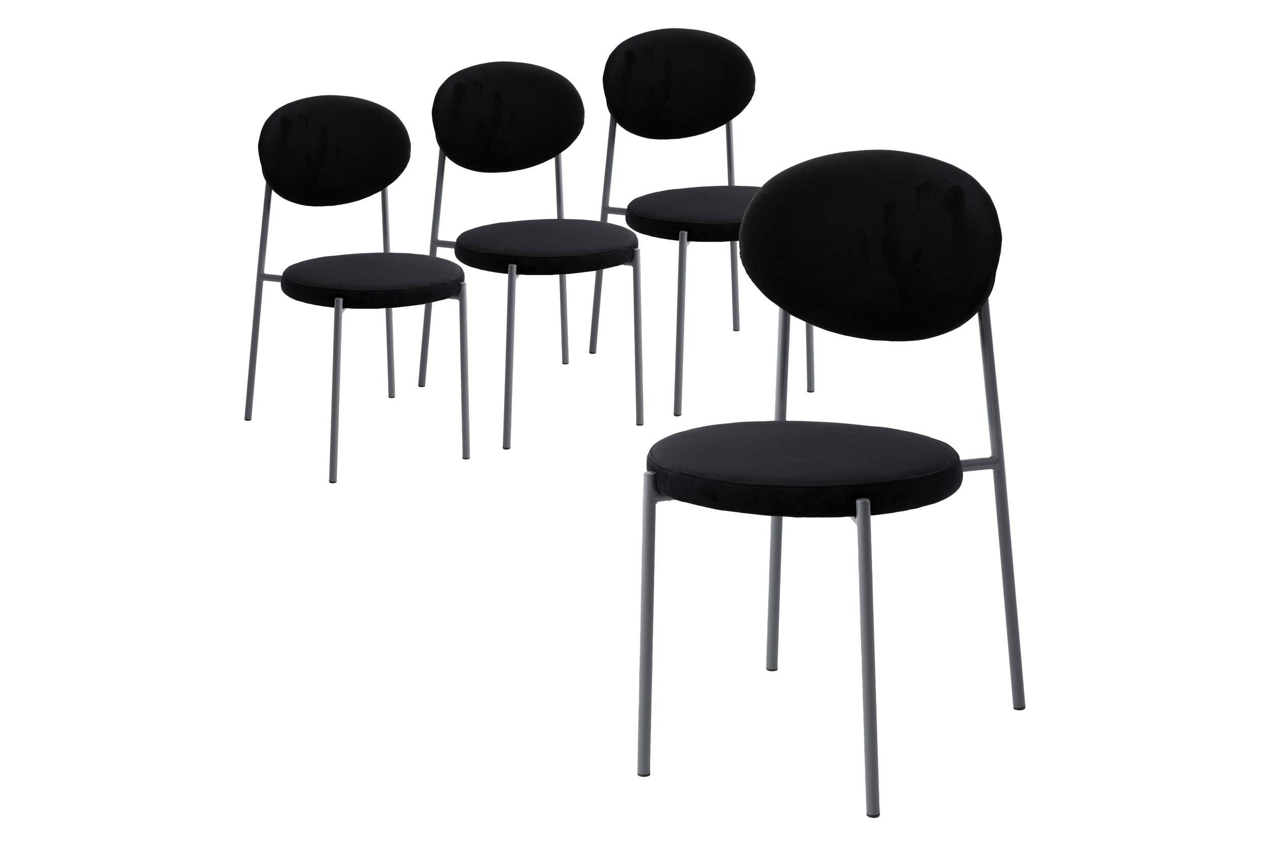 LeisureMod Euston Modern Velvet Dining Chair With Gray Steel Frame (Set Of 4)