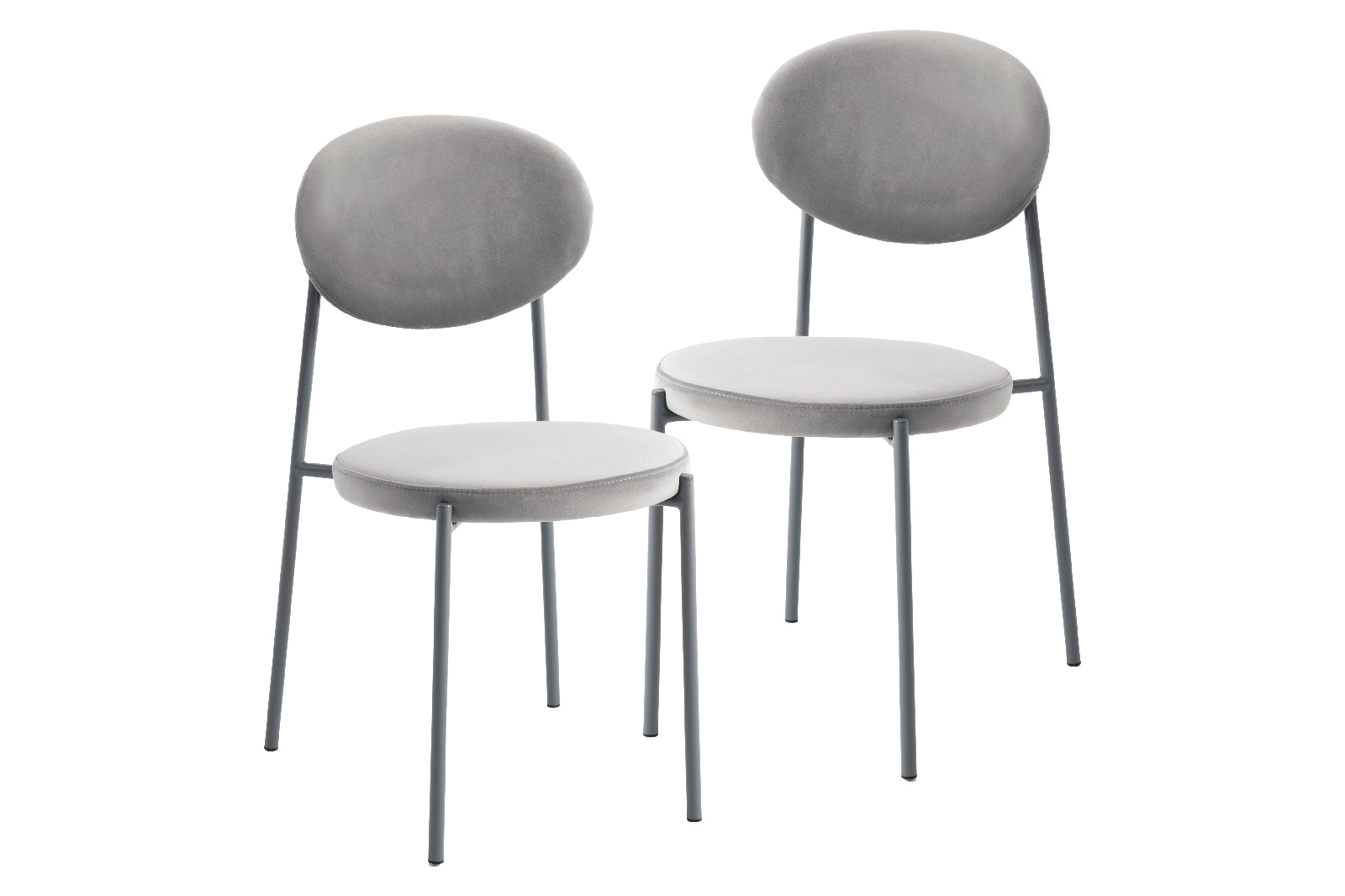 LeisureMod Euston Modern Velvet Dining Chair With Gray Steel Frame (Set Of 2)