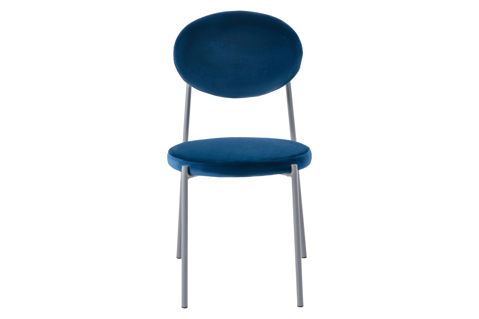 LeisureMod Euston Modern Velvet Dining Chair With Gray Steel Frame - Navy Blue