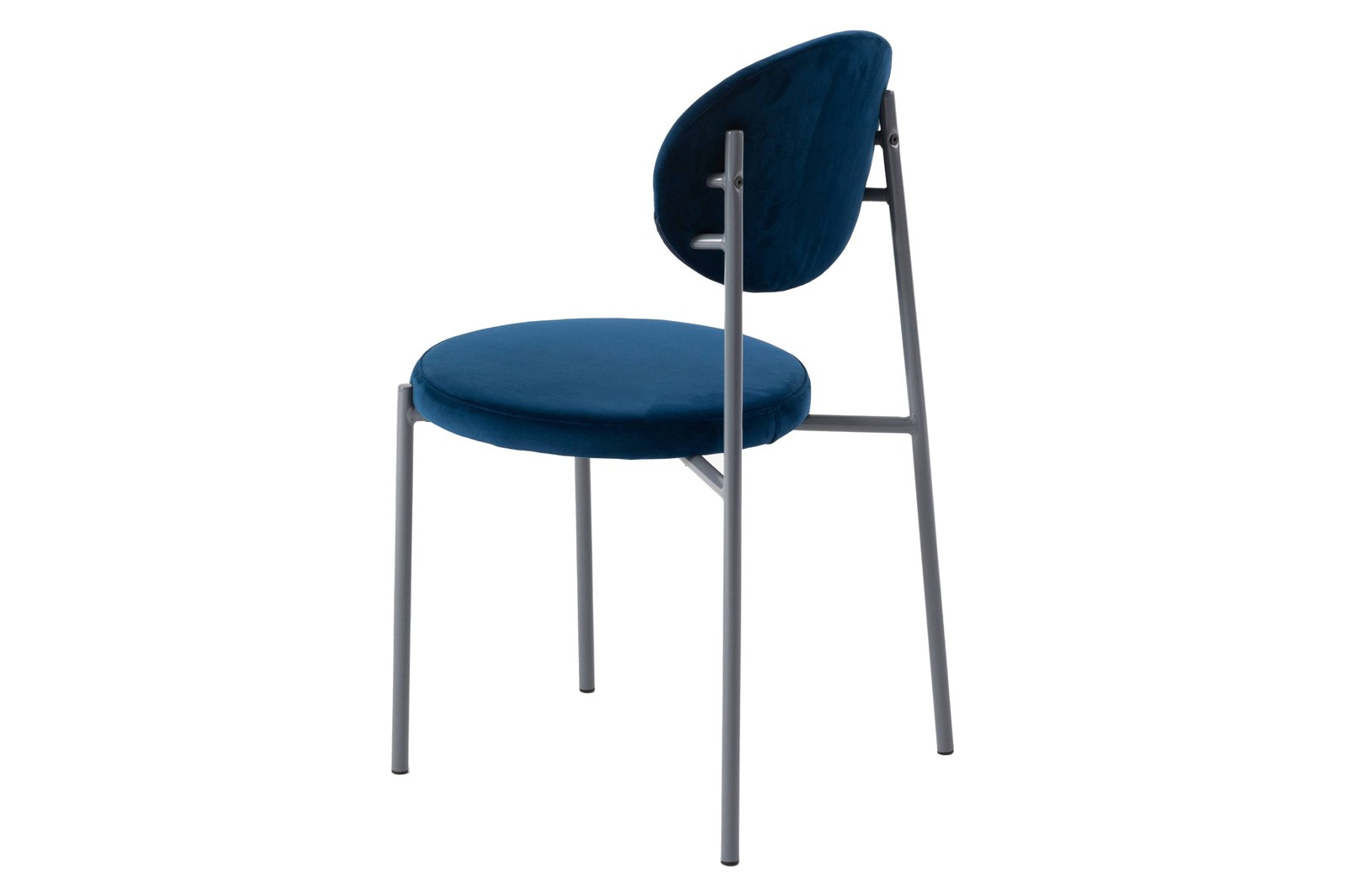 LeisureMod Euston Modern Velvet Dining Chair With Gray Steel Frame - Navy Blue