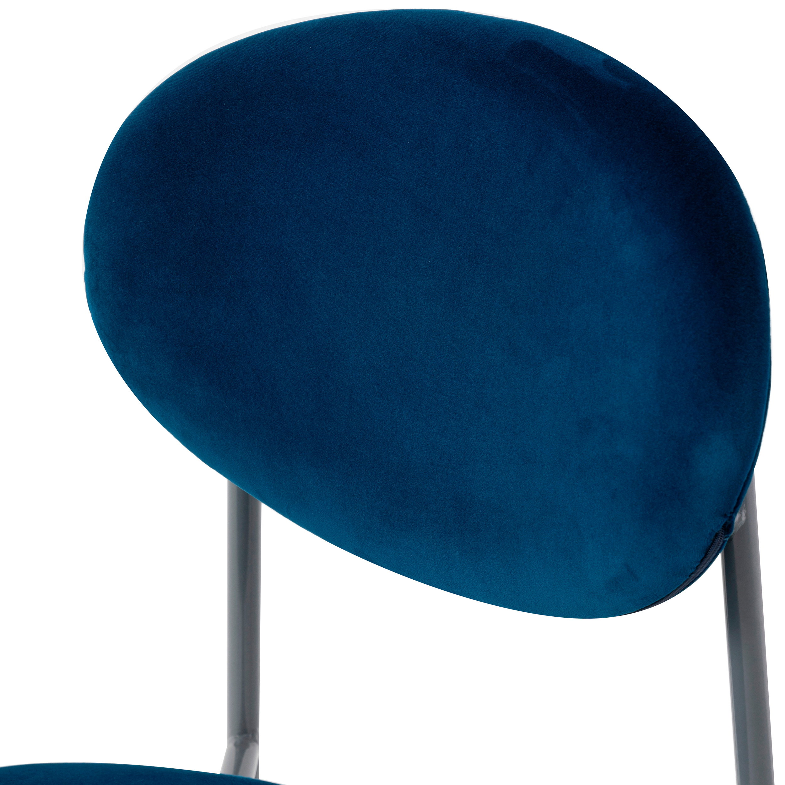 LeisureMod Euston Modern Velvet Dining Chair With Gray Steel Frame (Set Of 4) - Navy Blue