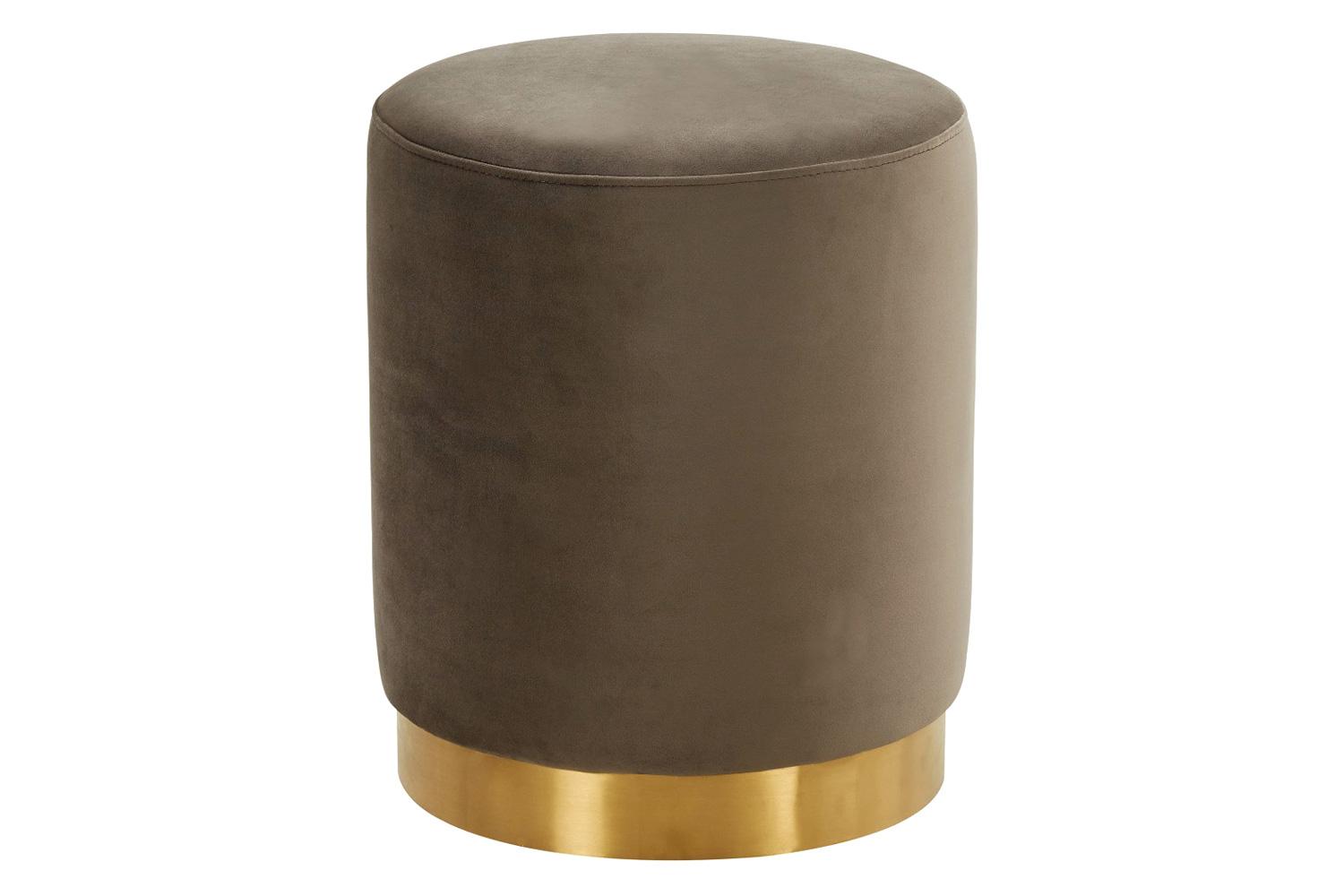 LeisureMod Remmey 16" Round Velvet Ottoman with Gold Base