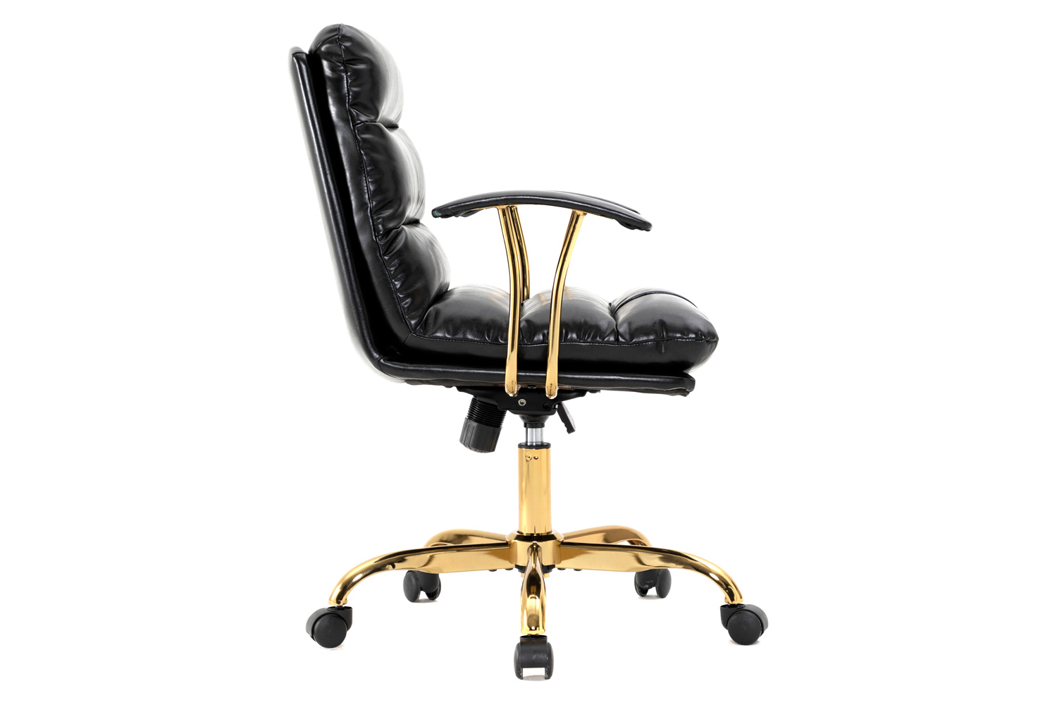 LeisureMod Regina Modern Leather Adjustable Conference Office Chair - Black