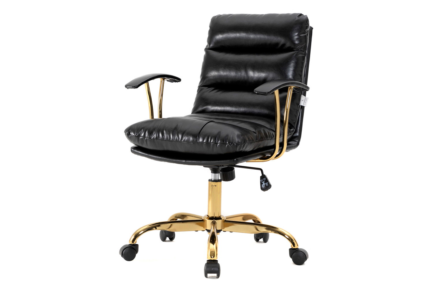 LeisureMod Regina Modern Leather Adjustable Conference Office Chair - Black