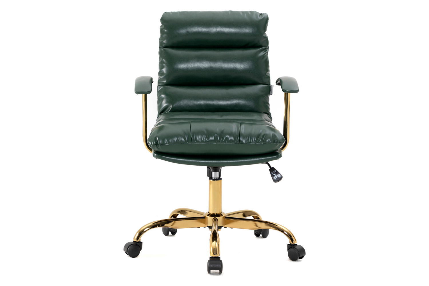 LeisureMod Regina Modern Leather Adjustable Conference Office Chair - Pine/Green