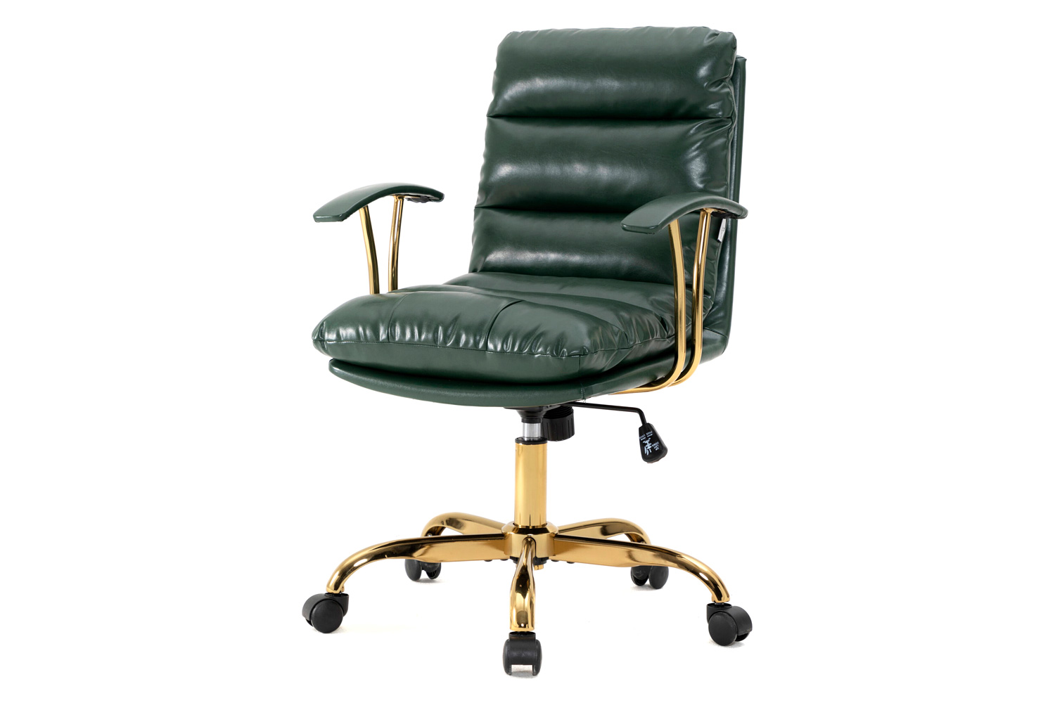 LeisureMod Regina Modern Leather Adjustable Conference Office Chair - Pine/Green