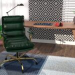 LeisureMod Regina Modern Leather Adjustable Conference Office Chair - Pine/Green