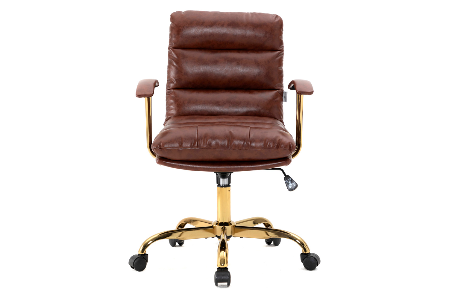 LeisureMod Regina Modern Leather Adjustable Conference Office Chair - Walnut/Brown