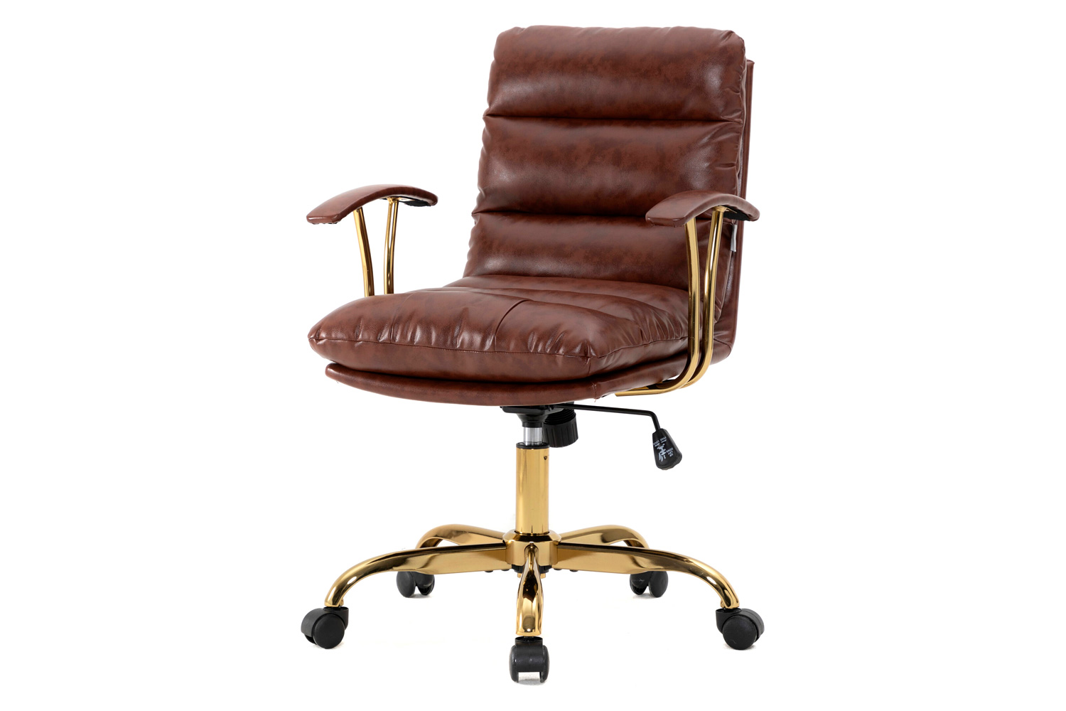 LeisureMod Regina Modern Leather Adjustable Conference Office Chair - Walnut/Brown