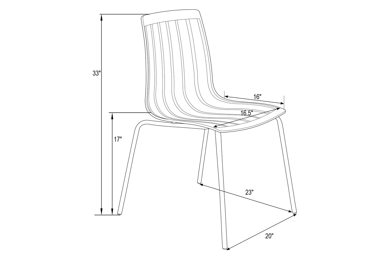 LeisureMod Ralph Modern Pinstripe Design Dining Chair - Clear