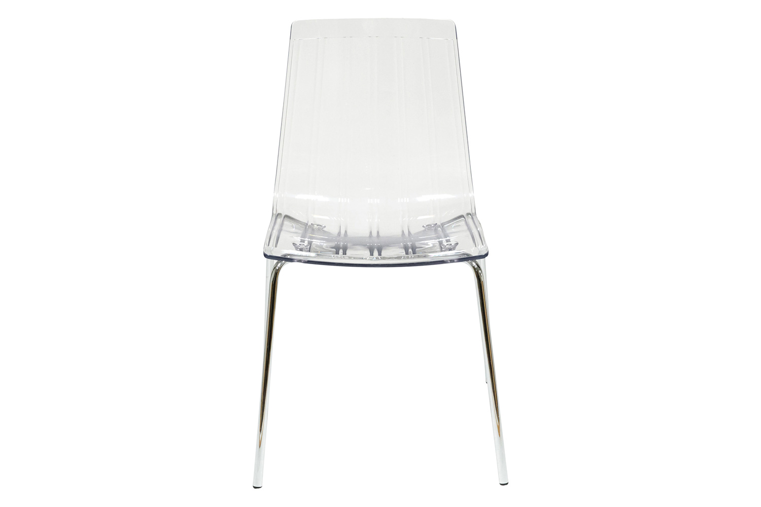 LeisureMod Ralph Modern Pinstripe Design Dining Chair - Clear