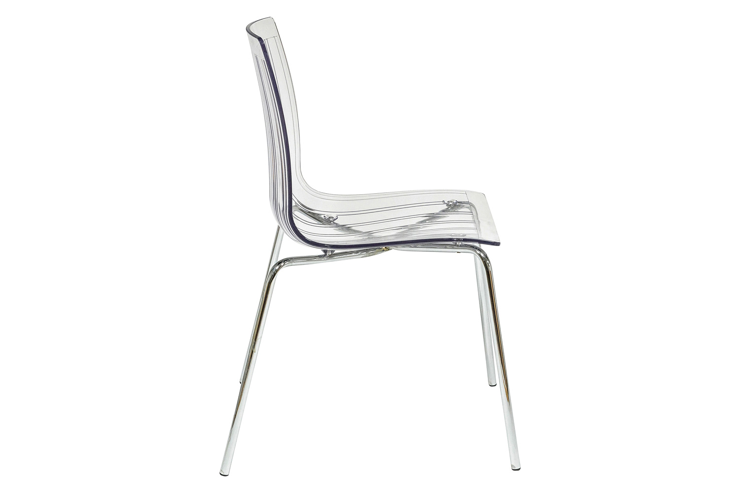 LeisureMod Ralph Modern Pinstripe Design Dining Chair - Clear