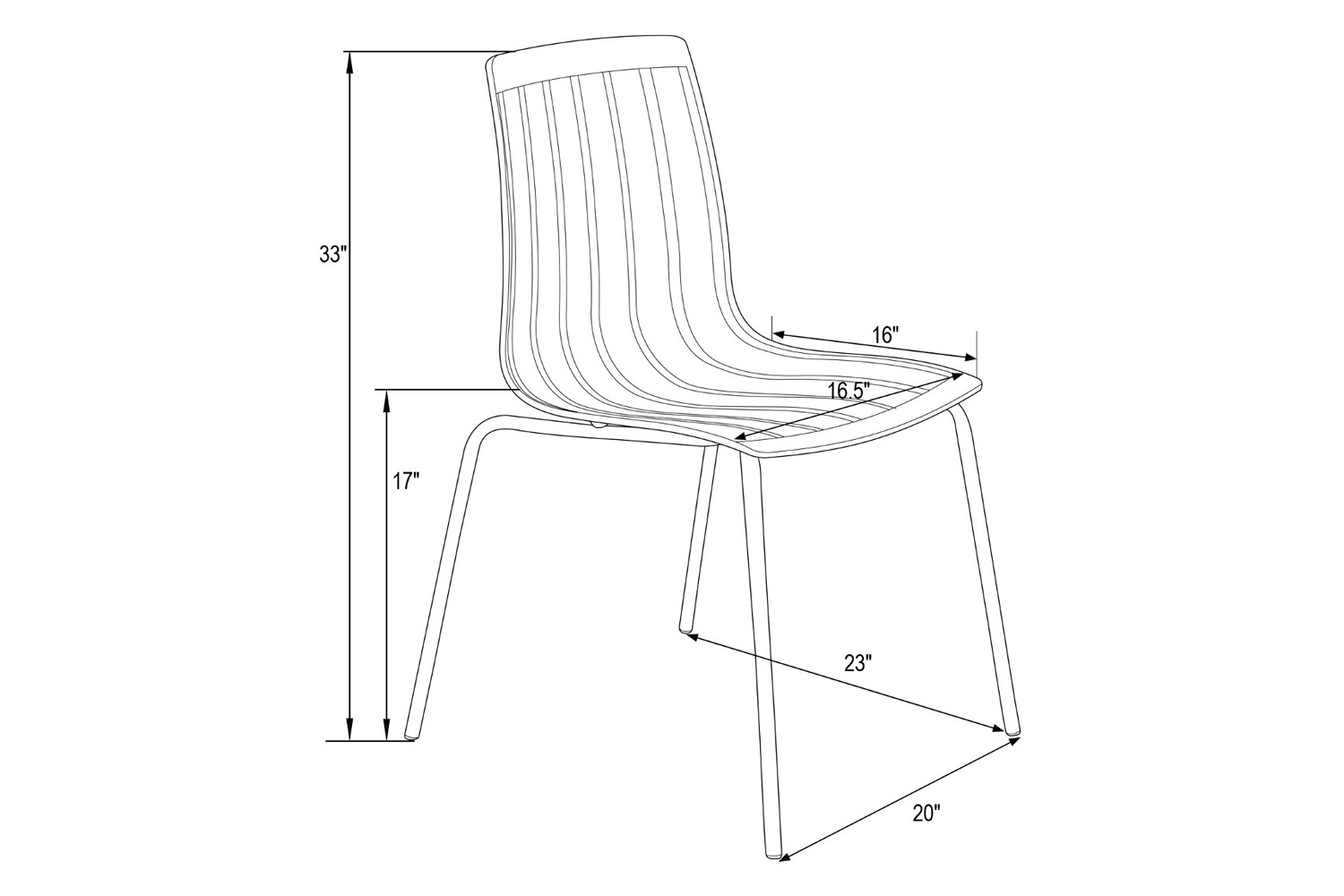 LeisureMod Ralph Modern Pinstripe Design Dining Chair - Transparent/Blue