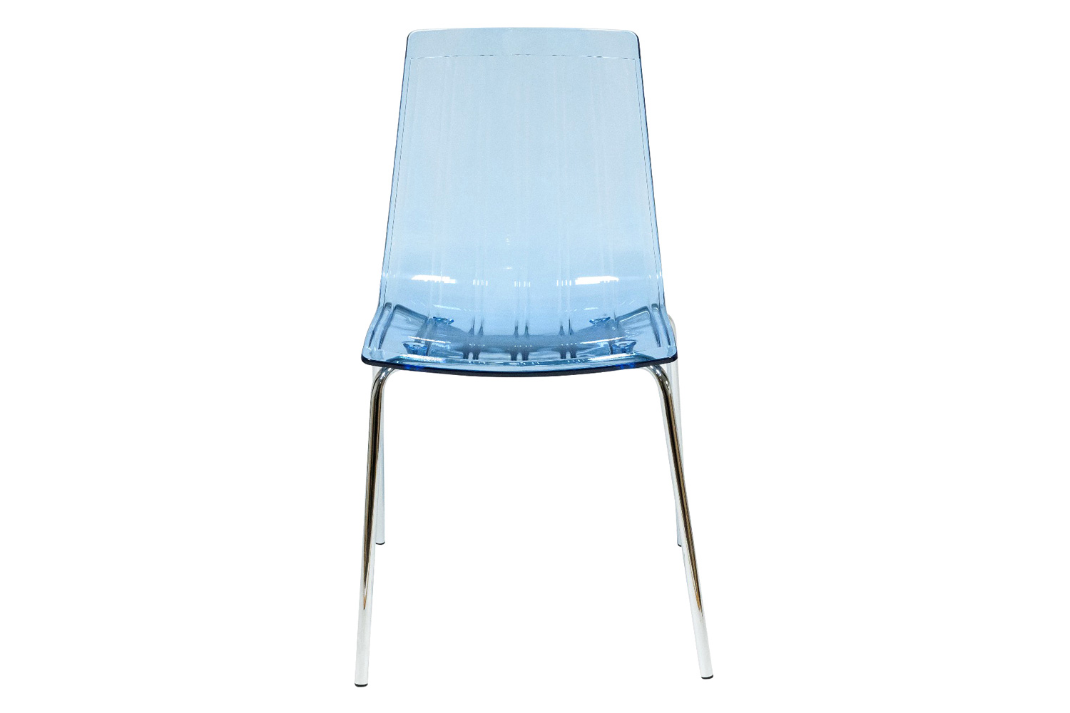 LeisureMod Ralph Modern Pinstripe Design Dining Chair - Transparent/Blue