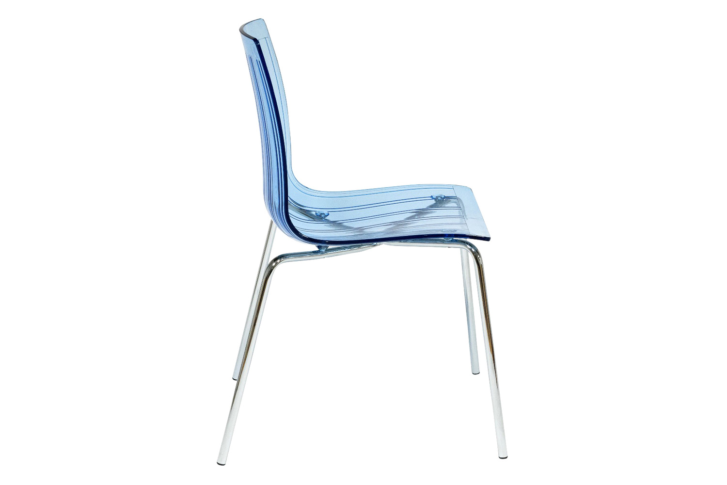 LeisureMod Ralph Modern Pinstripe Design Dining Chair - Transparent/Blue