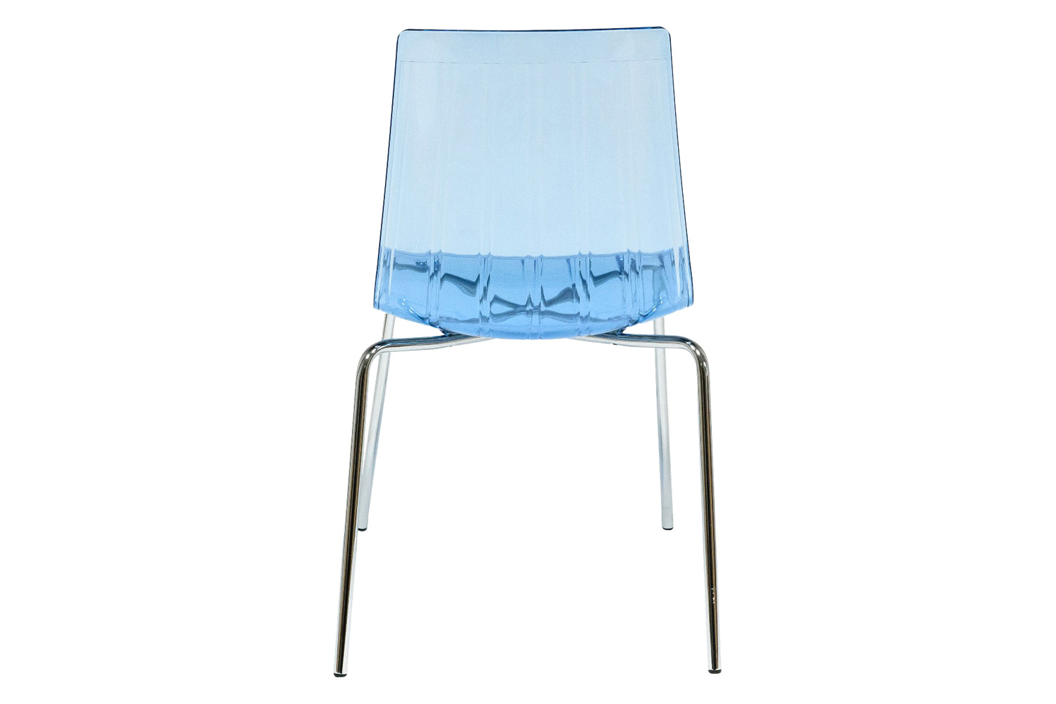 LeisureMod Ralph Modern Pinstripe Design Dining Chair - Transparent/Blue