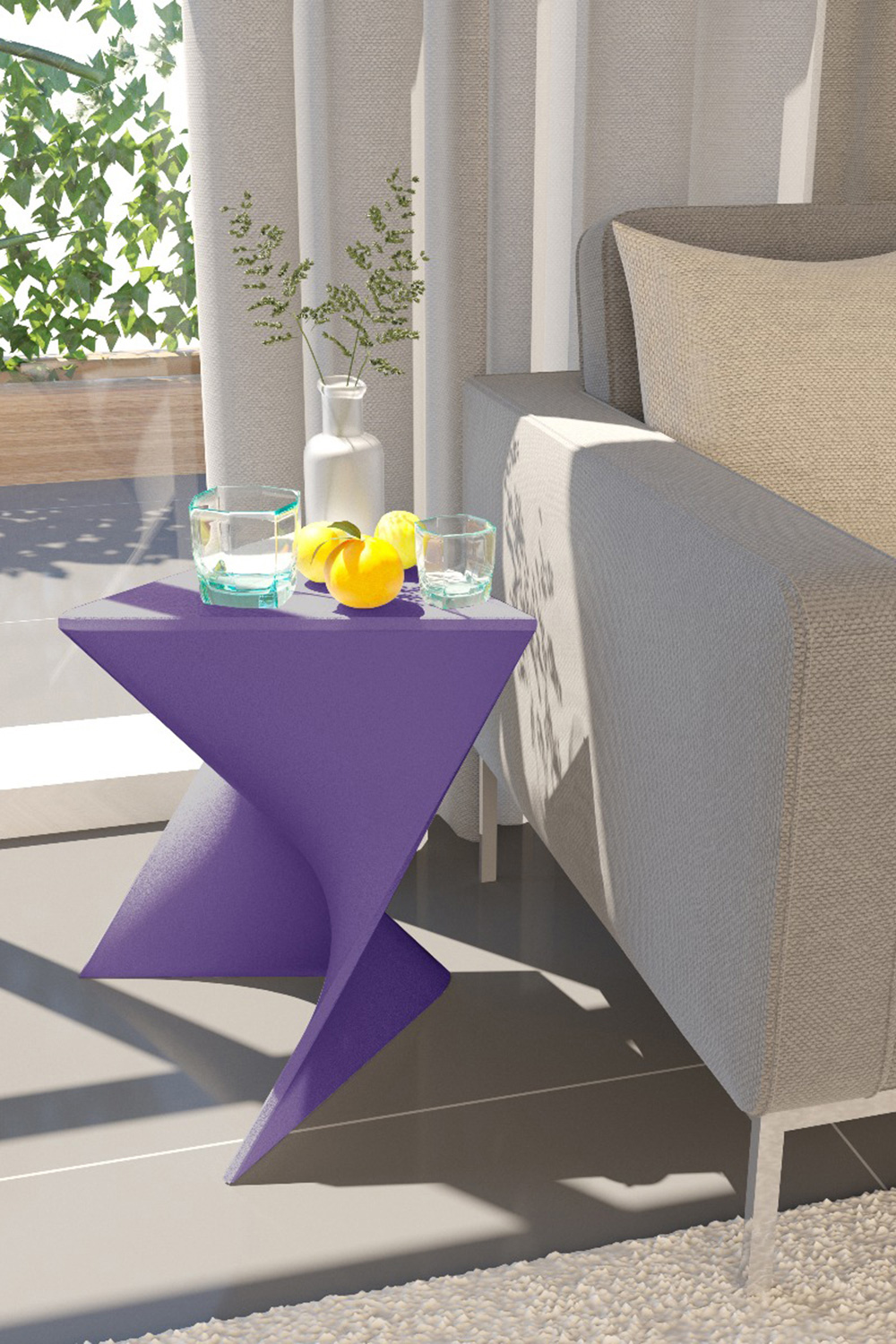 LeisureMod Randolph Modern Side End Table - Purple