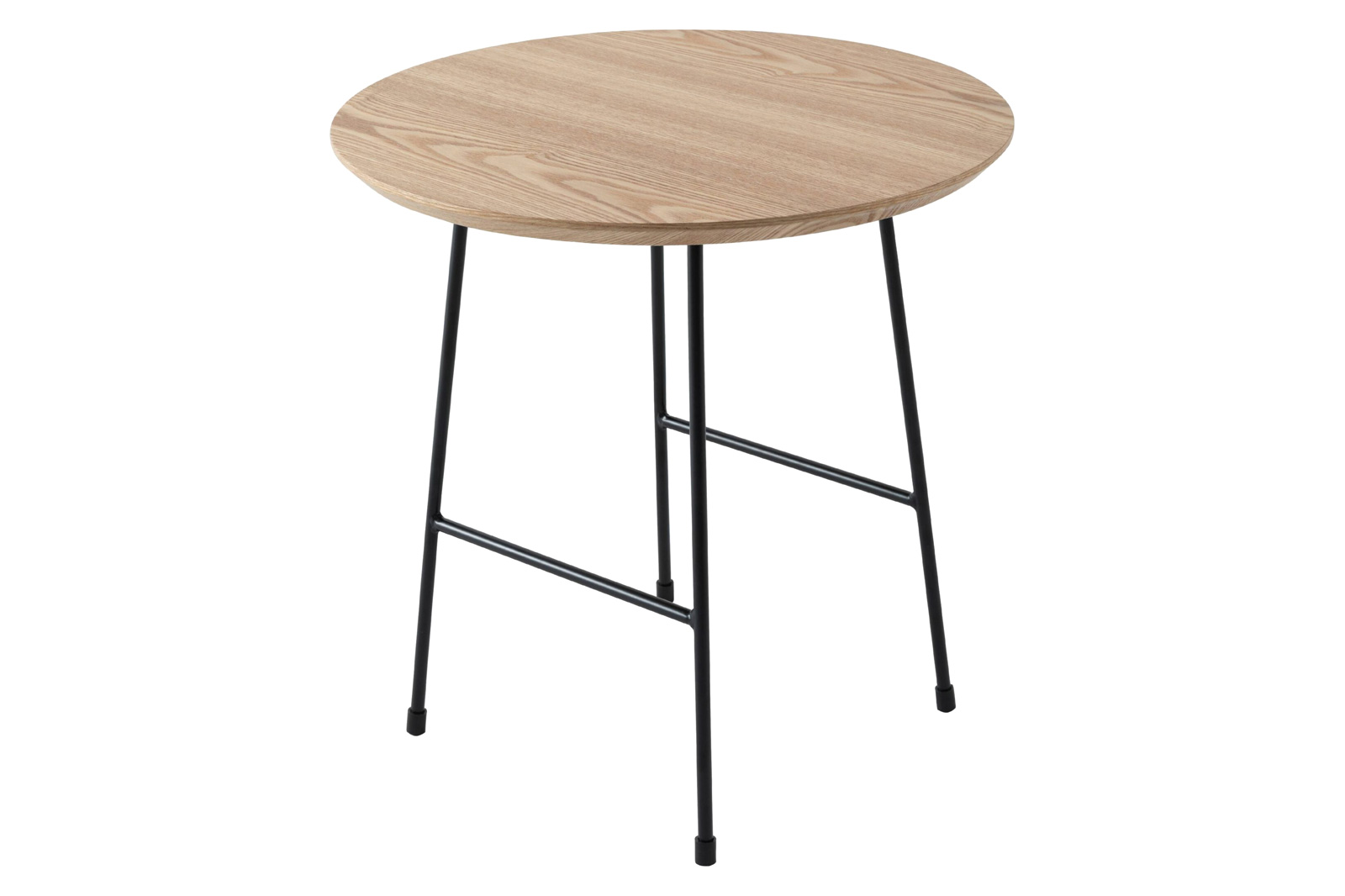 LeisureMod Rossmore Black Base Side Table - Natural Wood