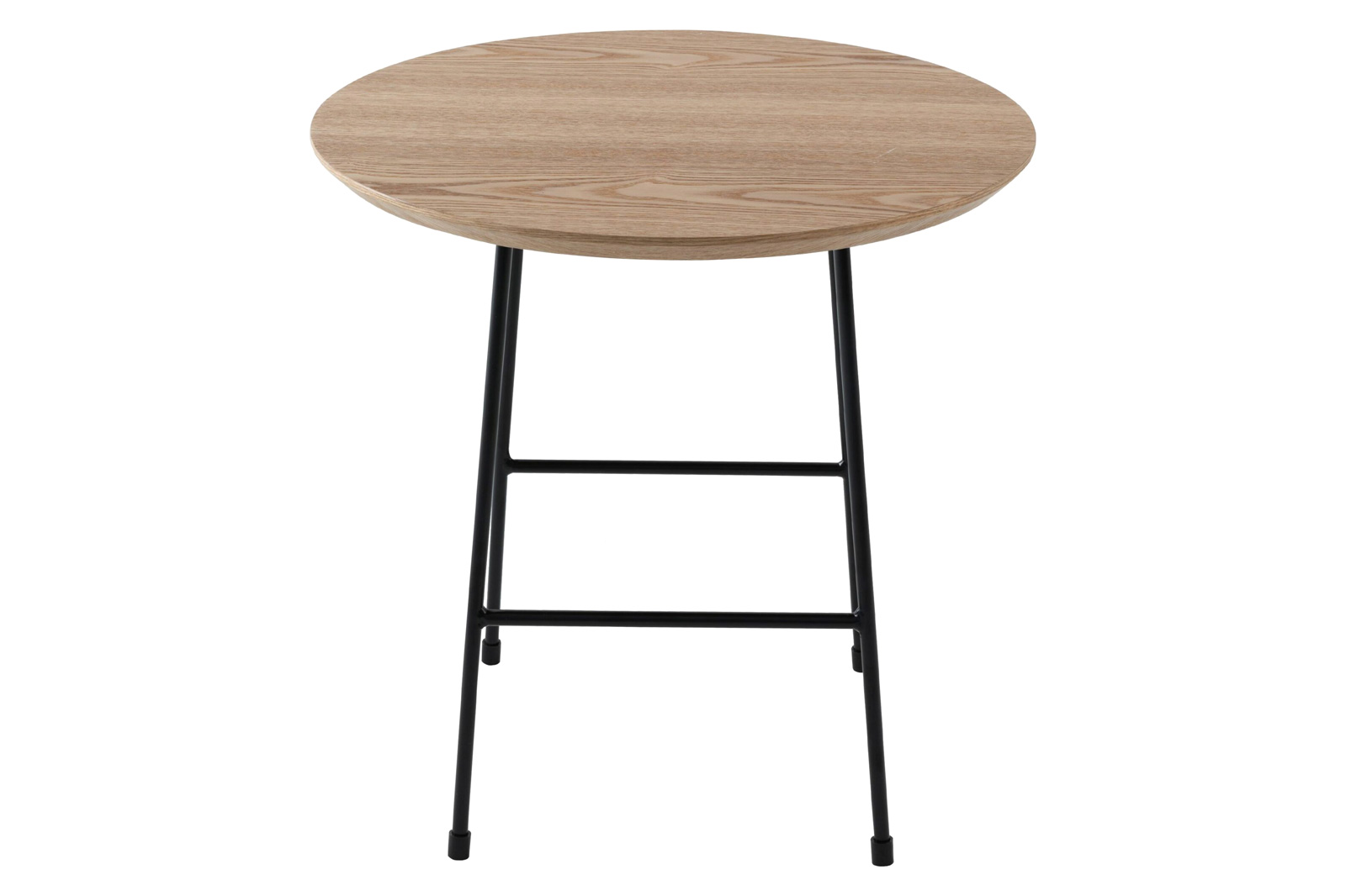 LeisureMod Rossmore Black Base Side Table - Natural Wood