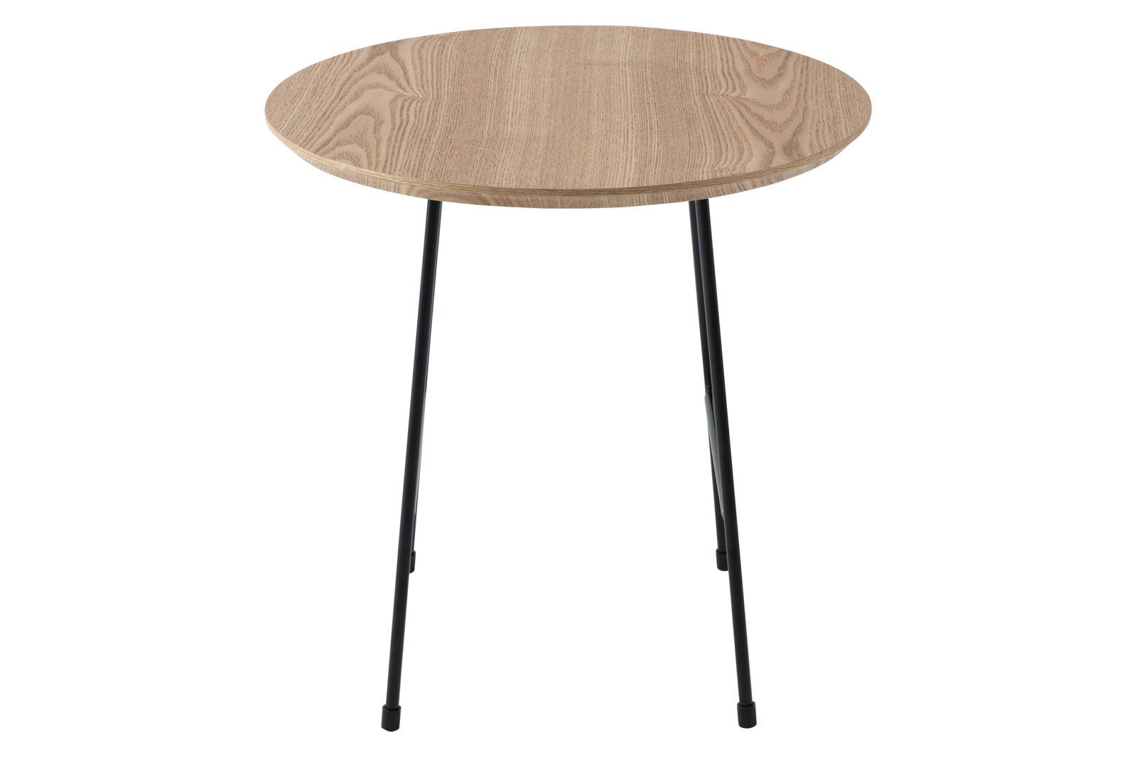 LeisureMod Rossmore Black Base Side Table - Natural Wood