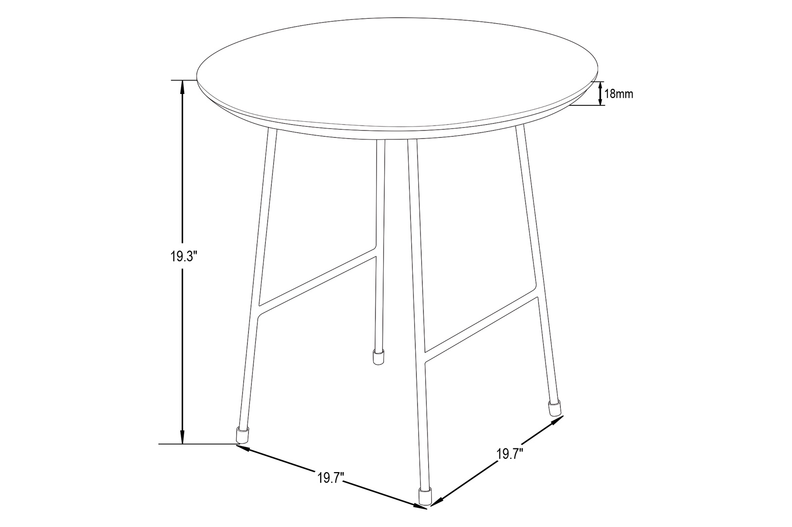 LeisureMod Rossmore Black Base Side Table - Natural Wood