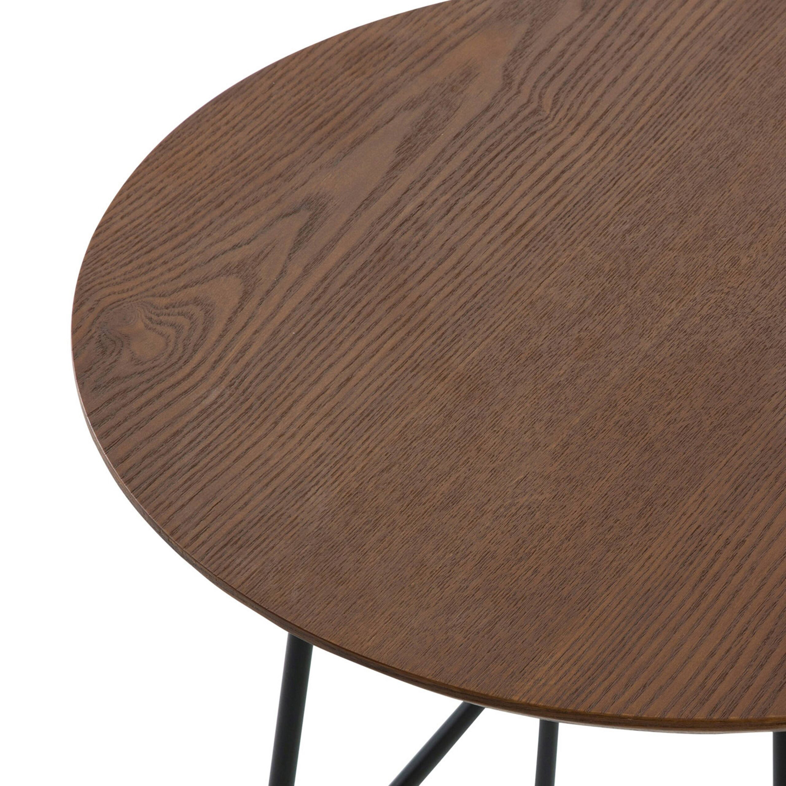 LeisureMod Rossmore Black Base Side Table - Walnut