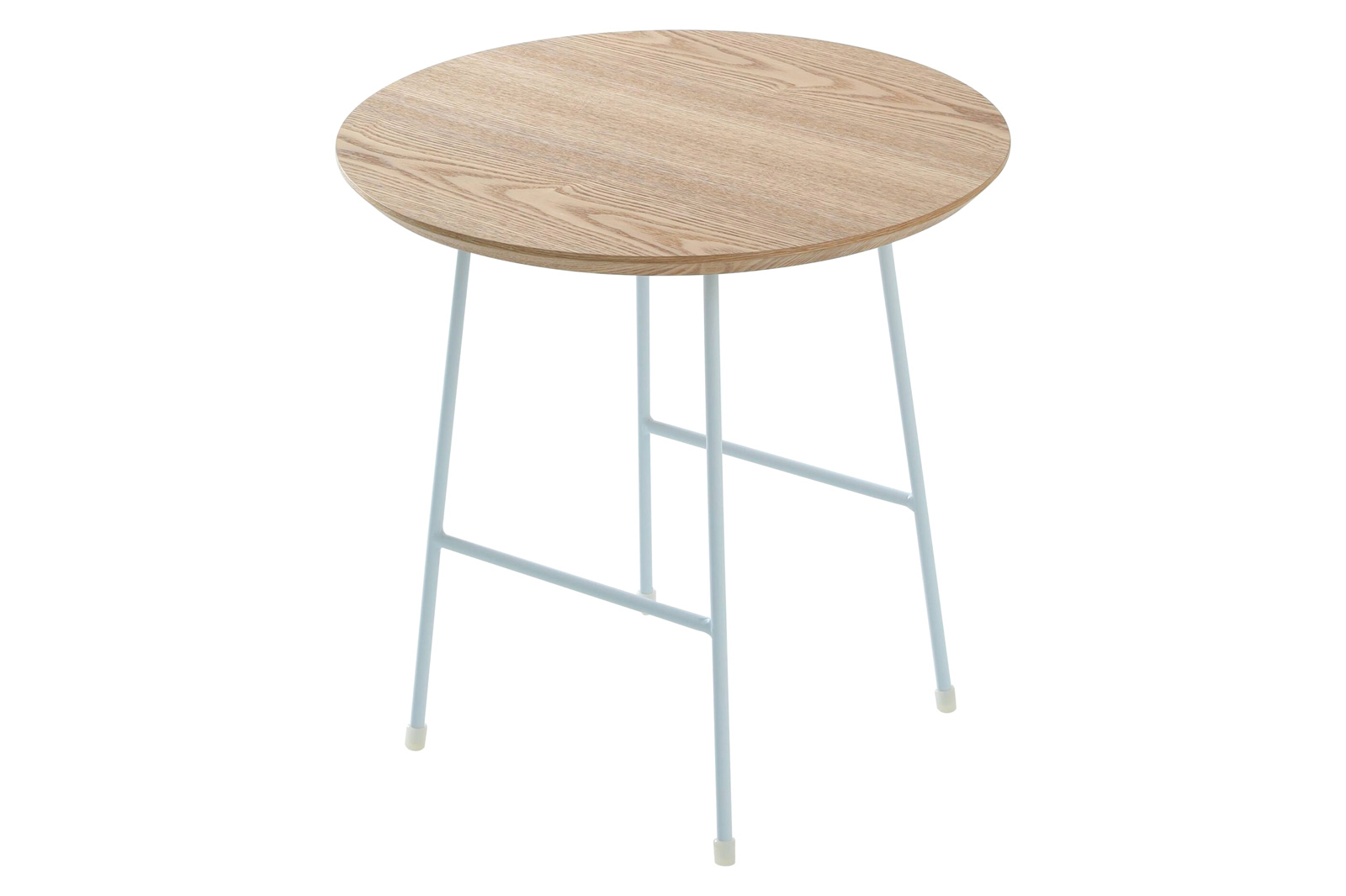 LeisureMod Rossmore White Base Side Table - Natural Wood