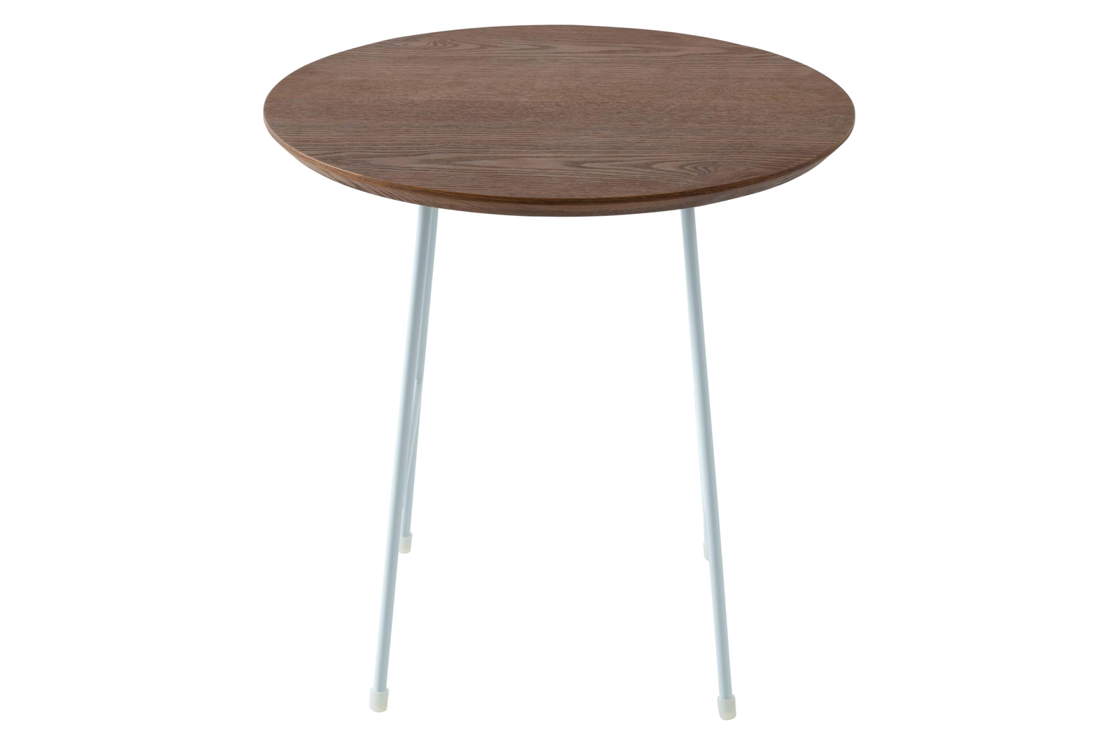 LeisureMod Rossmore White Base Side Table - Walnut