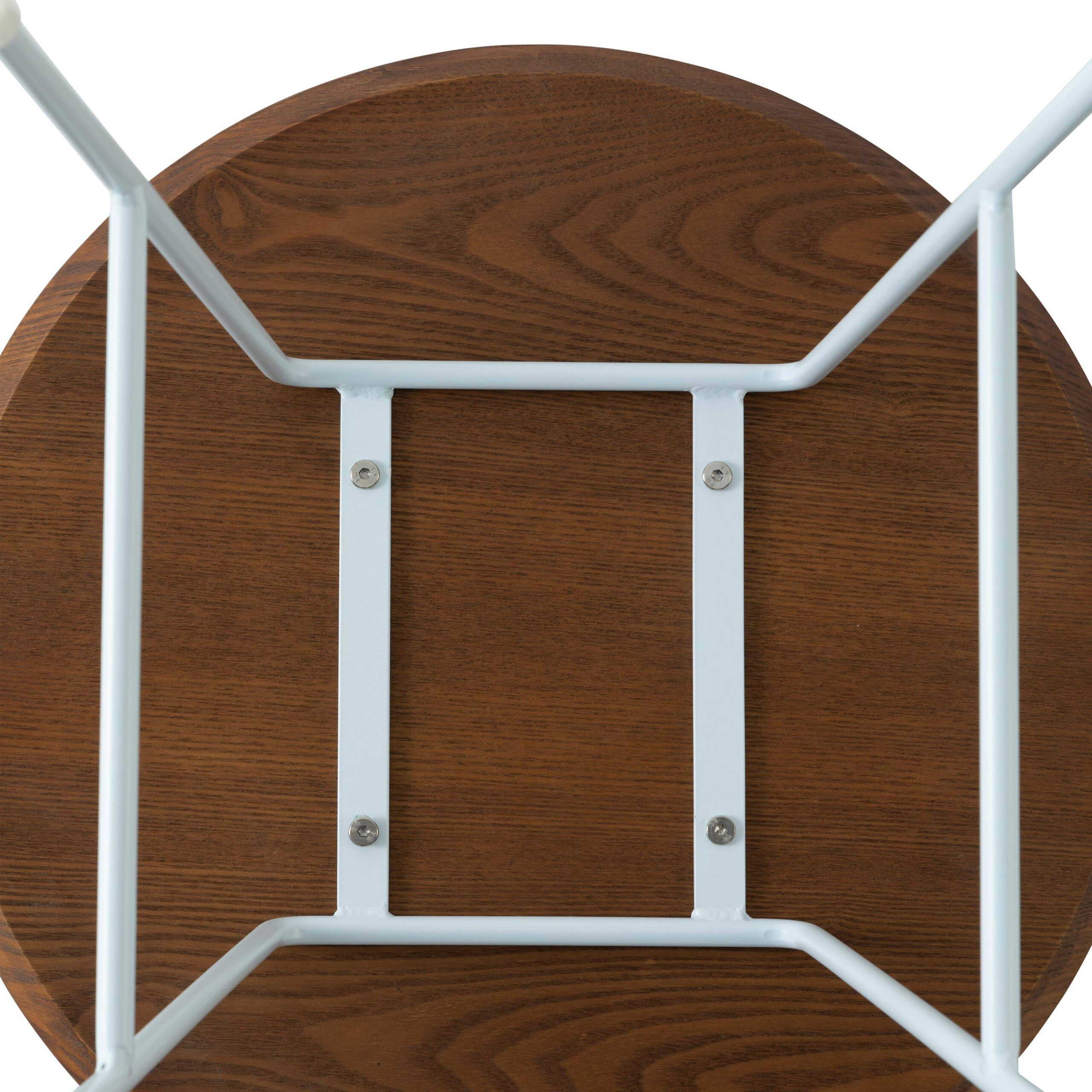 LeisureMod Rossmore White Base Side Table - Walnut