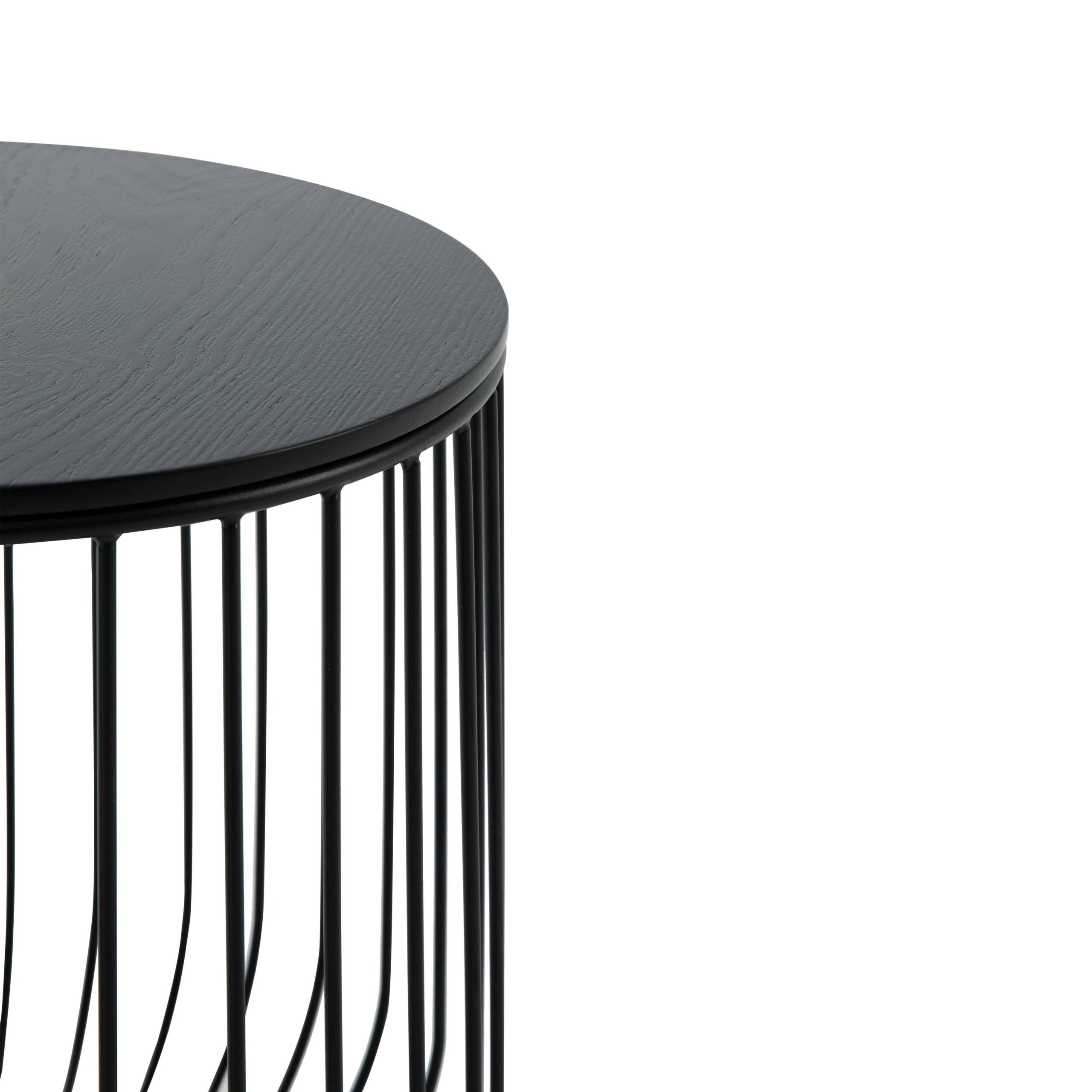 LeisureMod Runswick Modern Wood Top End Table With Metal Base - Black