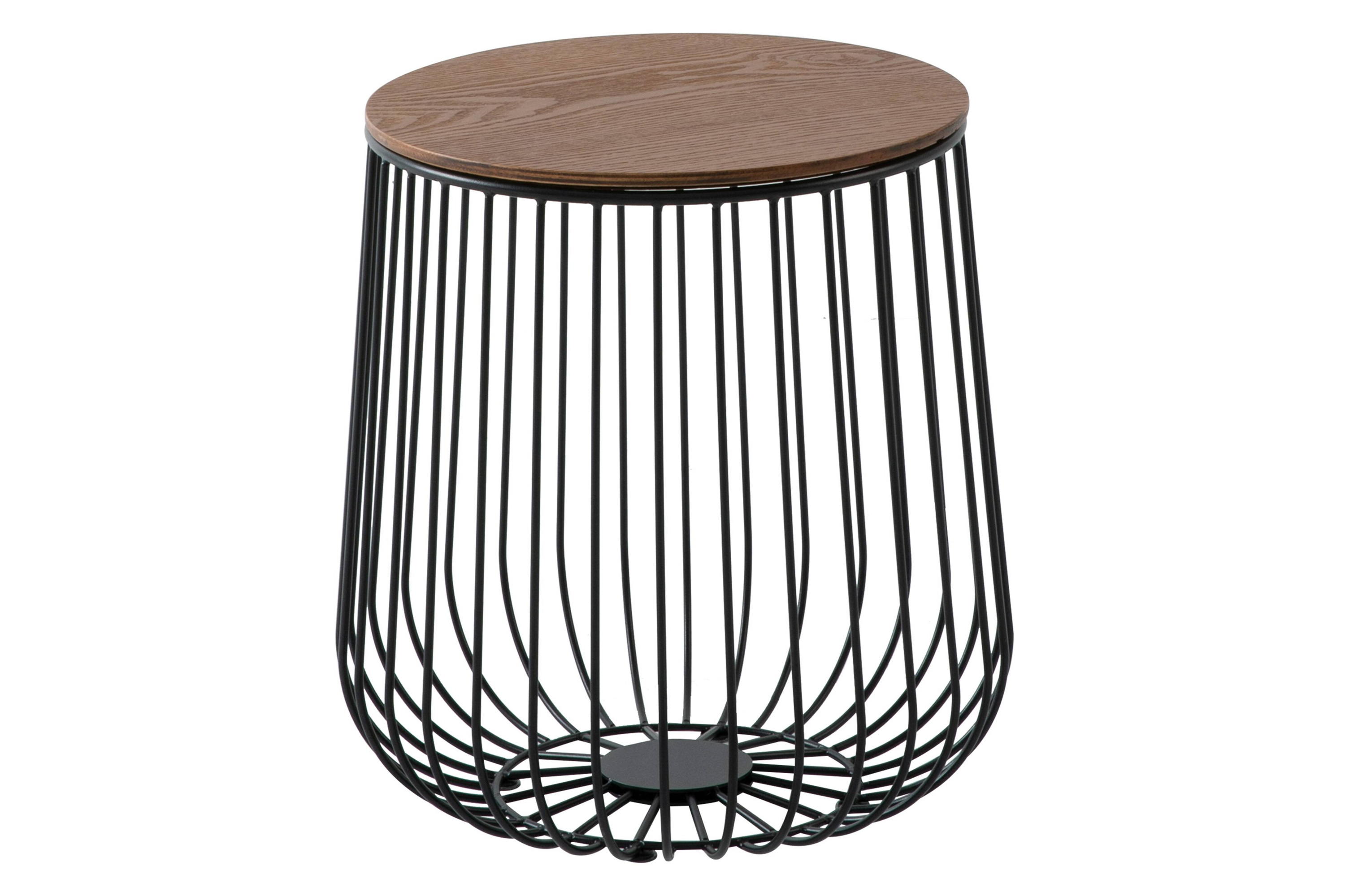 LeisureMod Runswick Modern Wood Top End Table With Metal Base