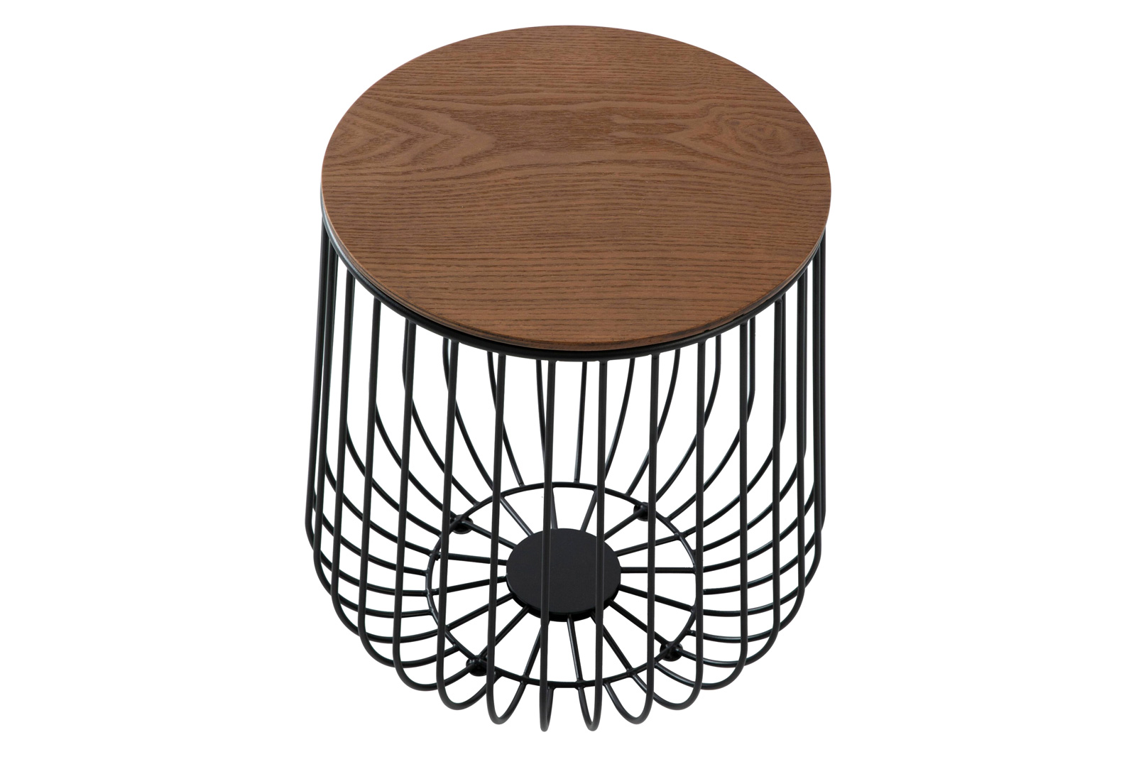 LeisureMod Runswick Modern Wood Top End Table With Metal Base - Walnut