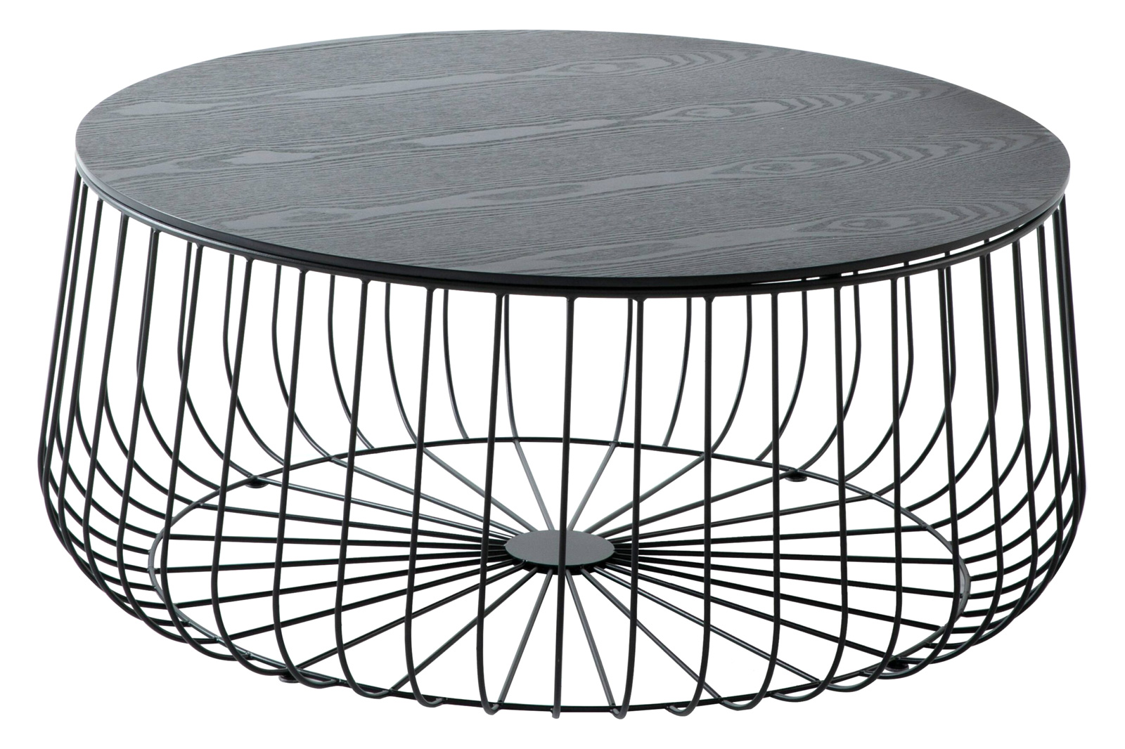 LeisureMod Runswick Modern Wood Top Coffee Table With Metal Base