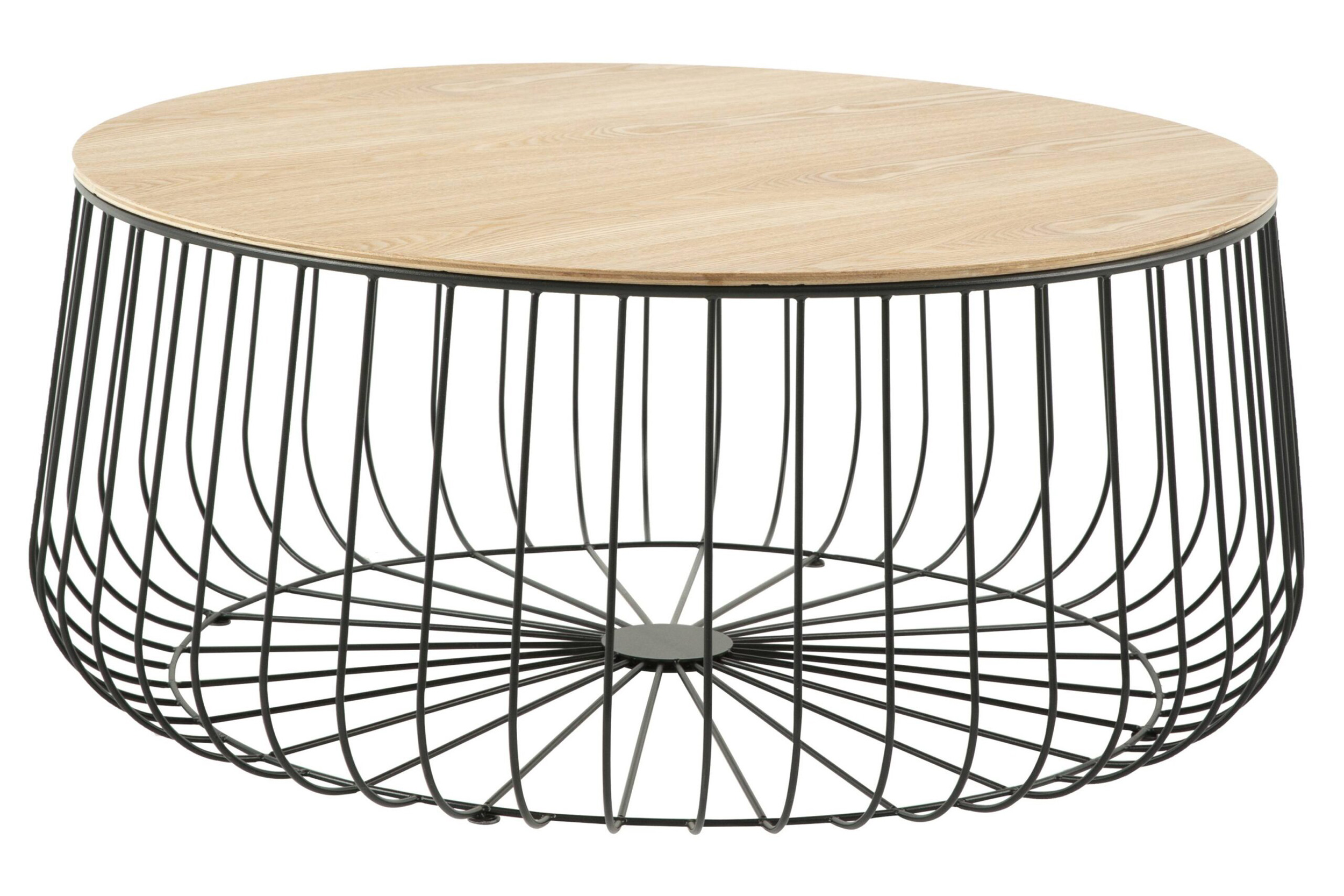 LeisureMod Runswick Modern Wood Top Coffee Table With Metal Base