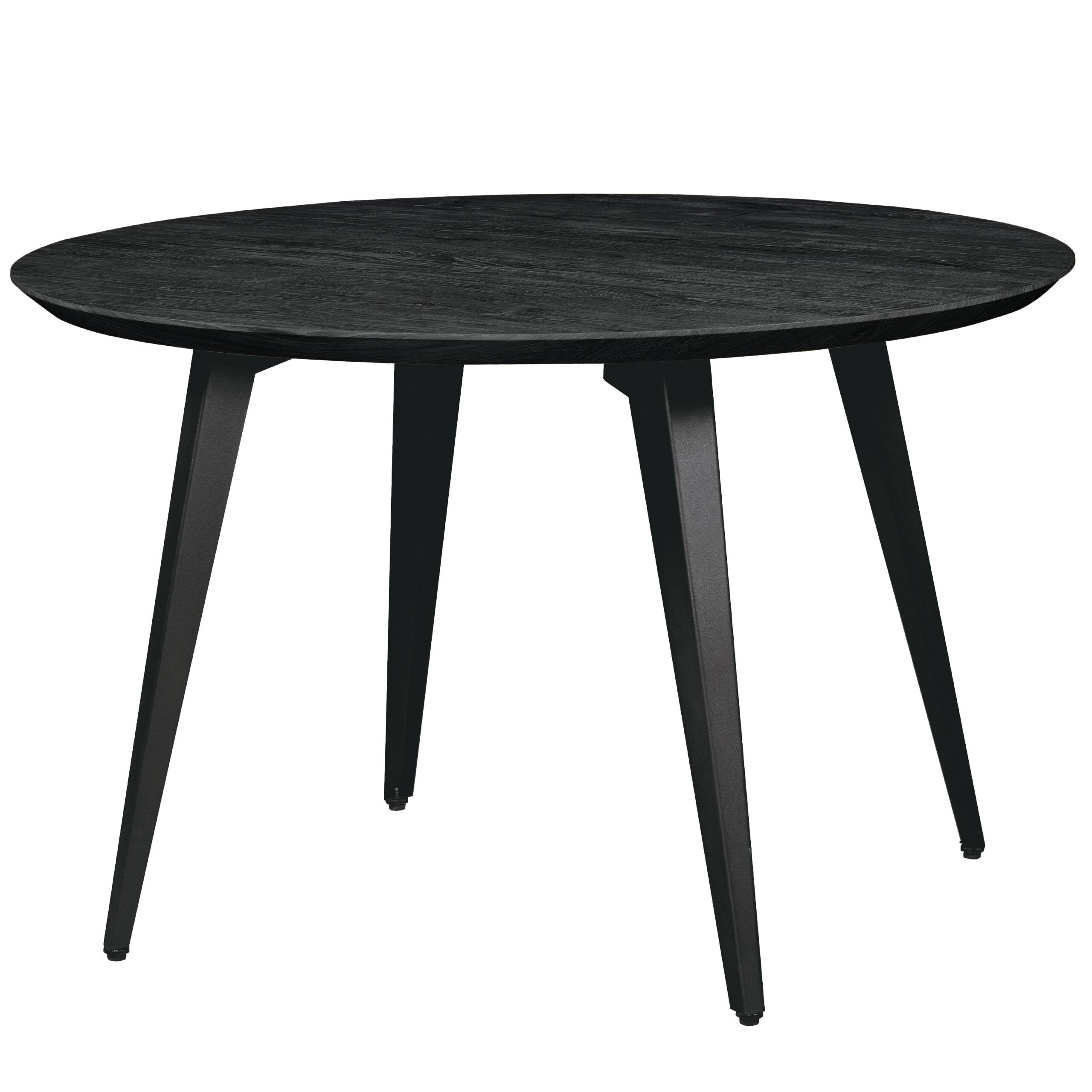 LeisureMod Ravenna Modern 47" Round Wood Dining Table with Metal Legs