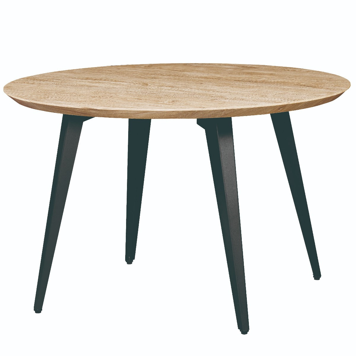 LeisureMod Ravenna Modern 47" Round Wood Dining Table with Metal Legs