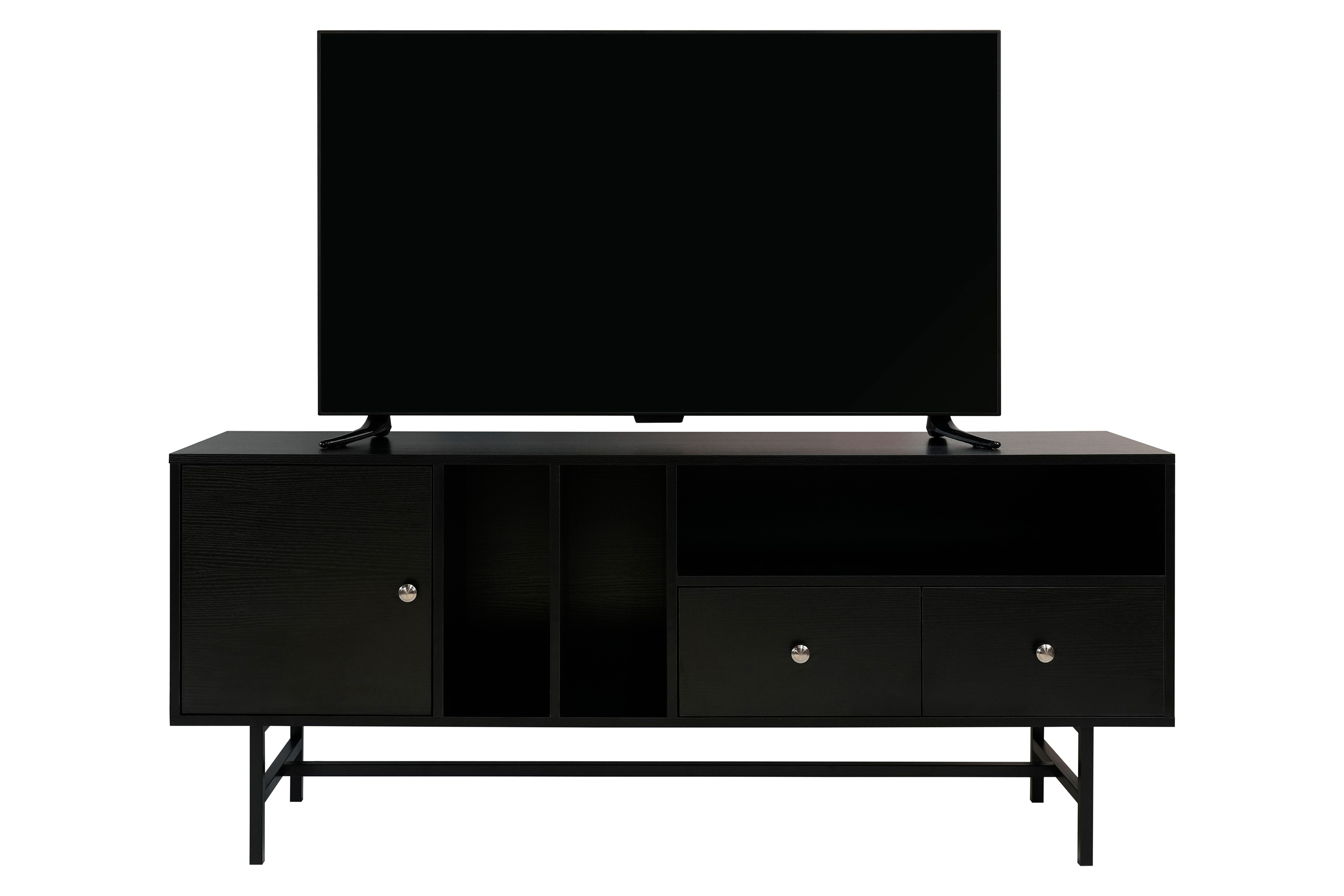 LeisureMod Rochester Modern Rectangular TV Stand with Enclosed Storage - Ebony