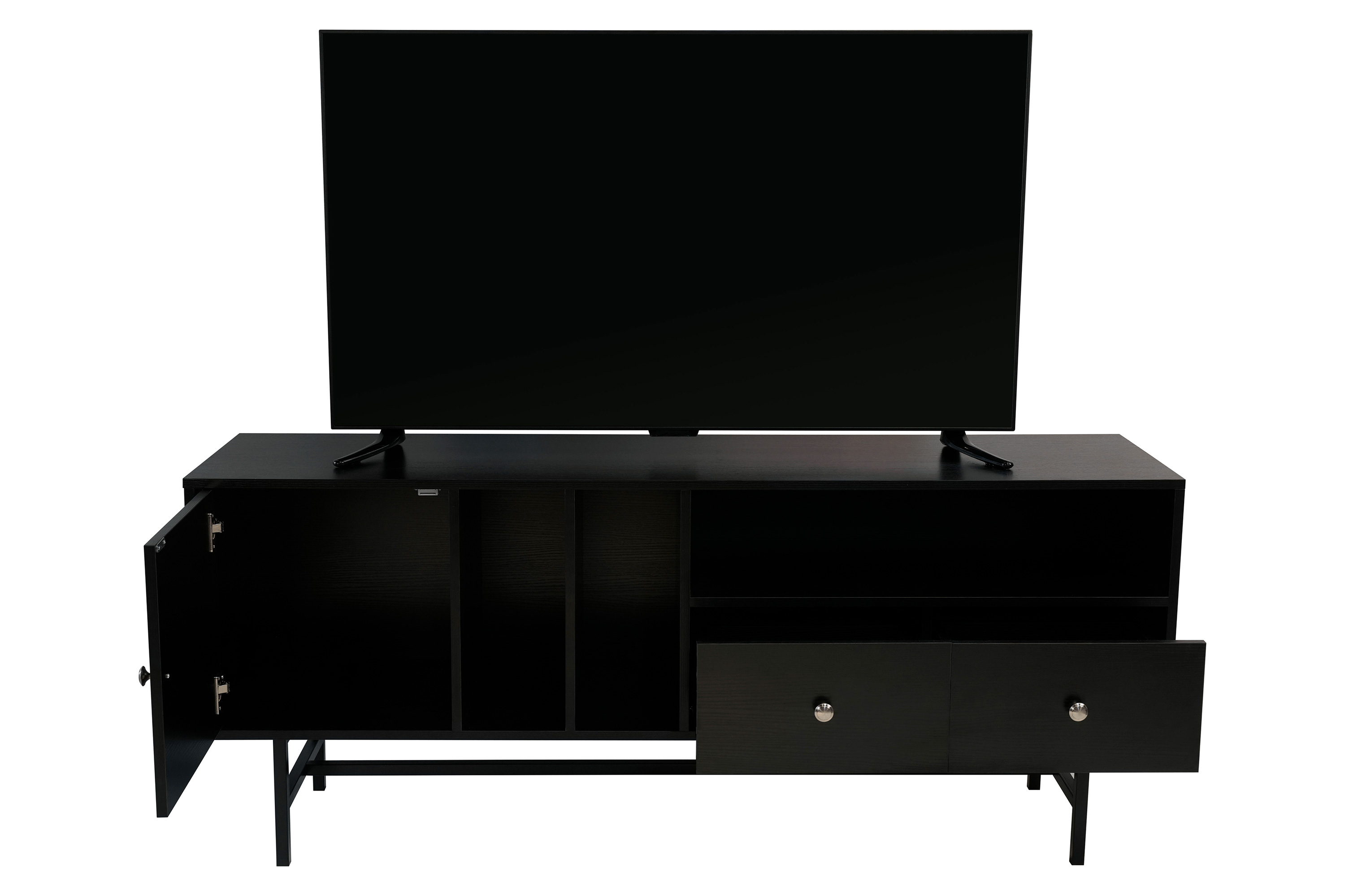 LeisureMod Rochester Modern Rectangular TV Stand with Enclosed Storage - Ebony